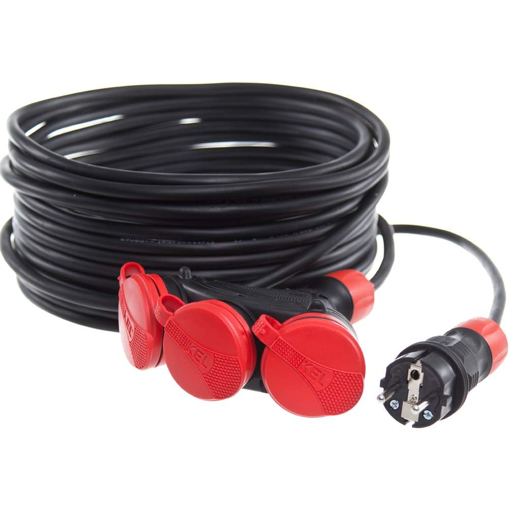 Kel Cavo di Prolunga 3x1,5mm² IP44 10m Rosso/Nero