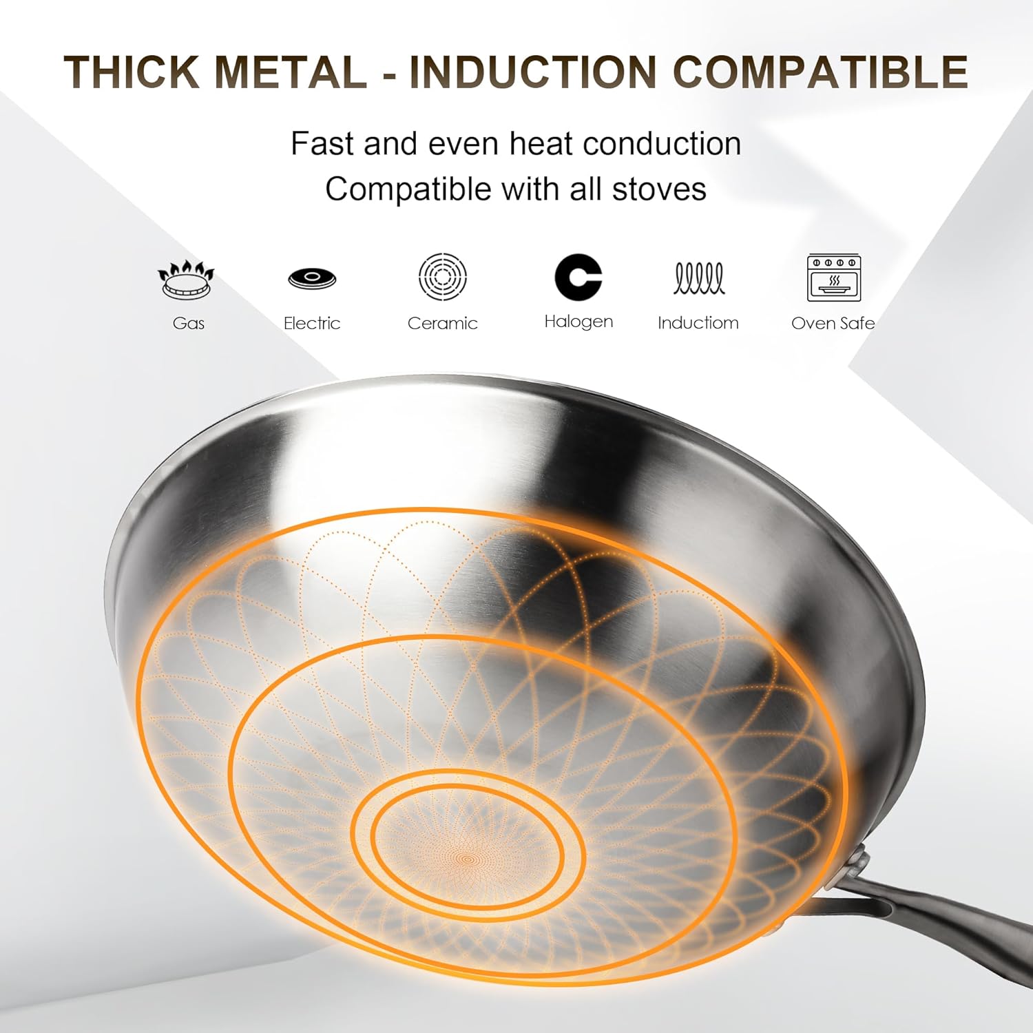Riovarm Wok 32cm in Acciaio Inox con Coperchio - immagine 4