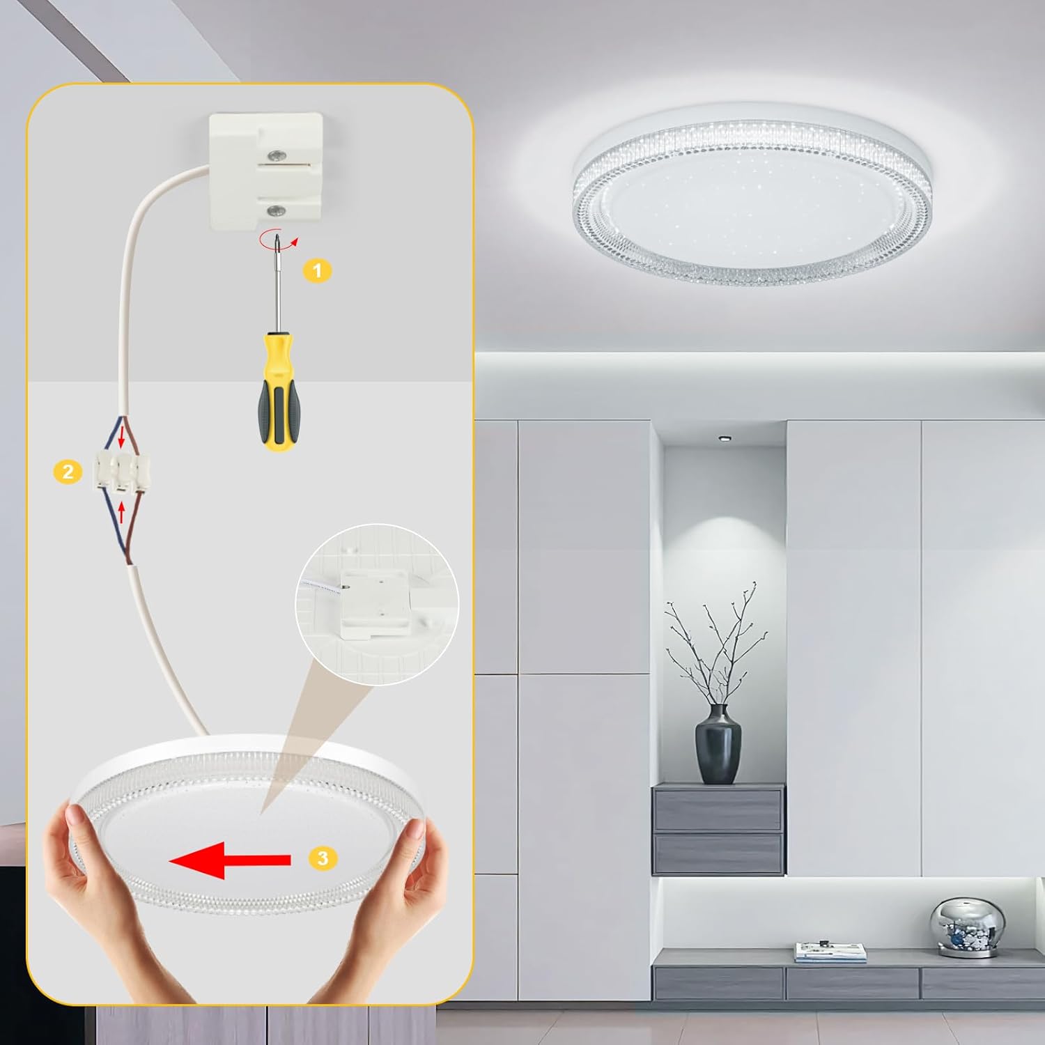 Kuwork - Plafoniera LED Soffitto 48W 4800lm IP44 - immagine 8