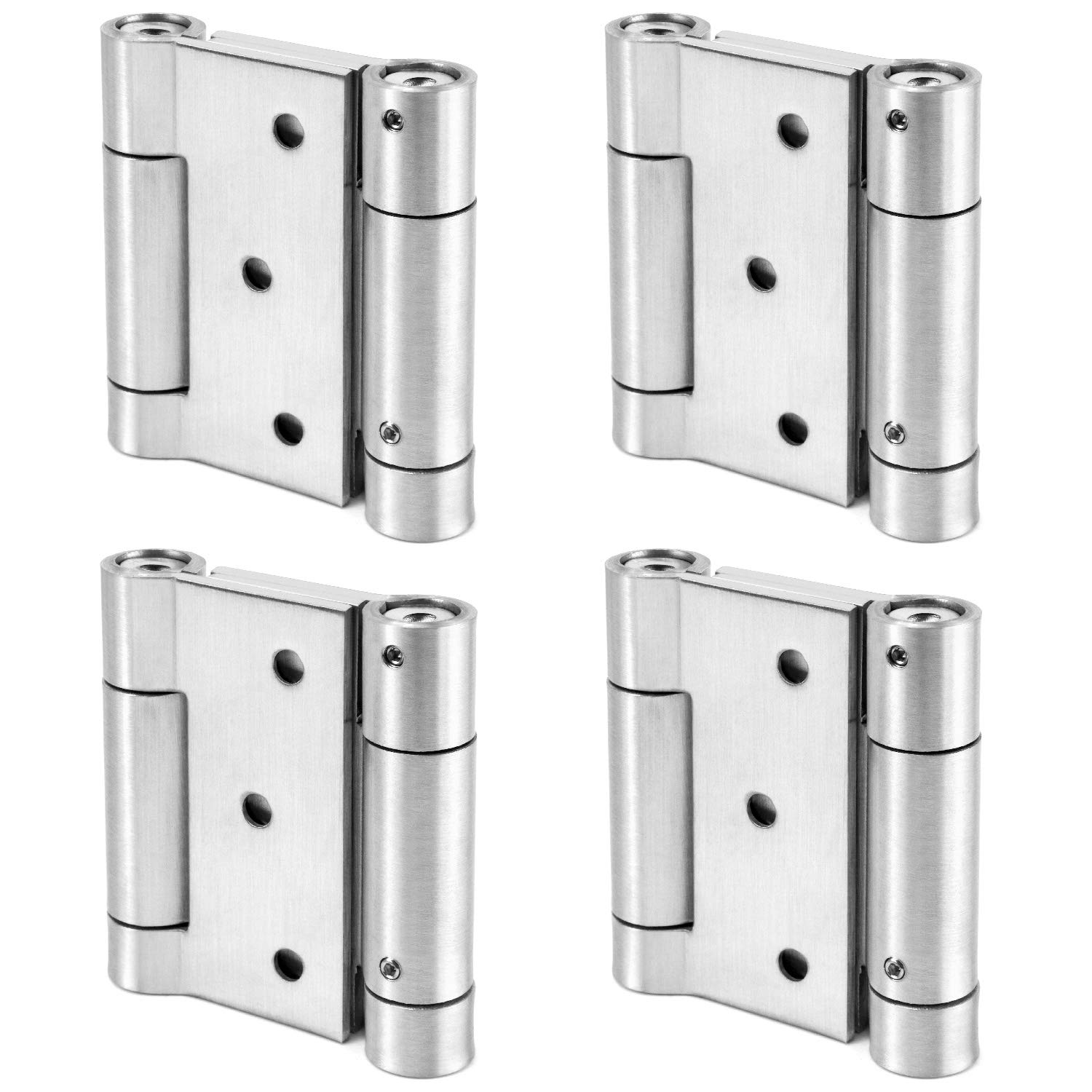 QWORK® - Cerniera in Acciaio Inox Doppia Azione per Porte a Battente Cerniere, con molla caricata a molla, per Anta Battente Bancone Bar, 4 pezzi, 76mm