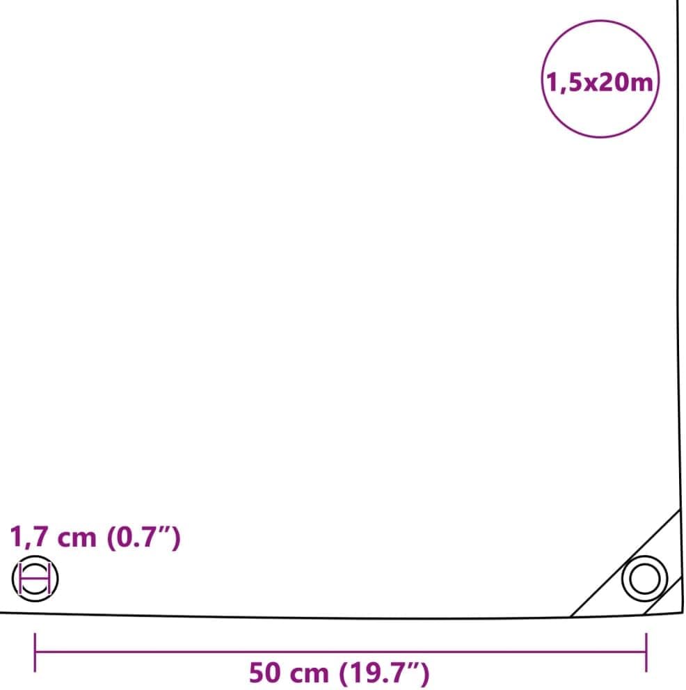 Vidaxl Telone 650 g/m² 1,5x20m, Verde - immagine 3
