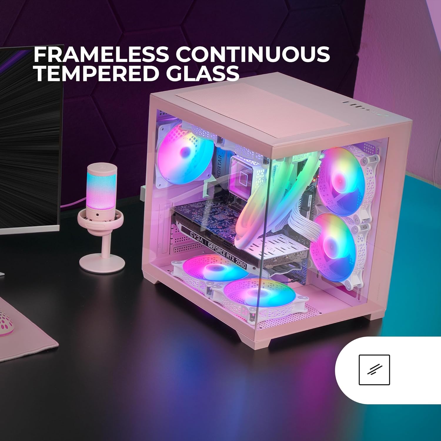 Mars Gaming MC-VIEW2 - Case Gaming MicroATX, Rosa - immagine 2