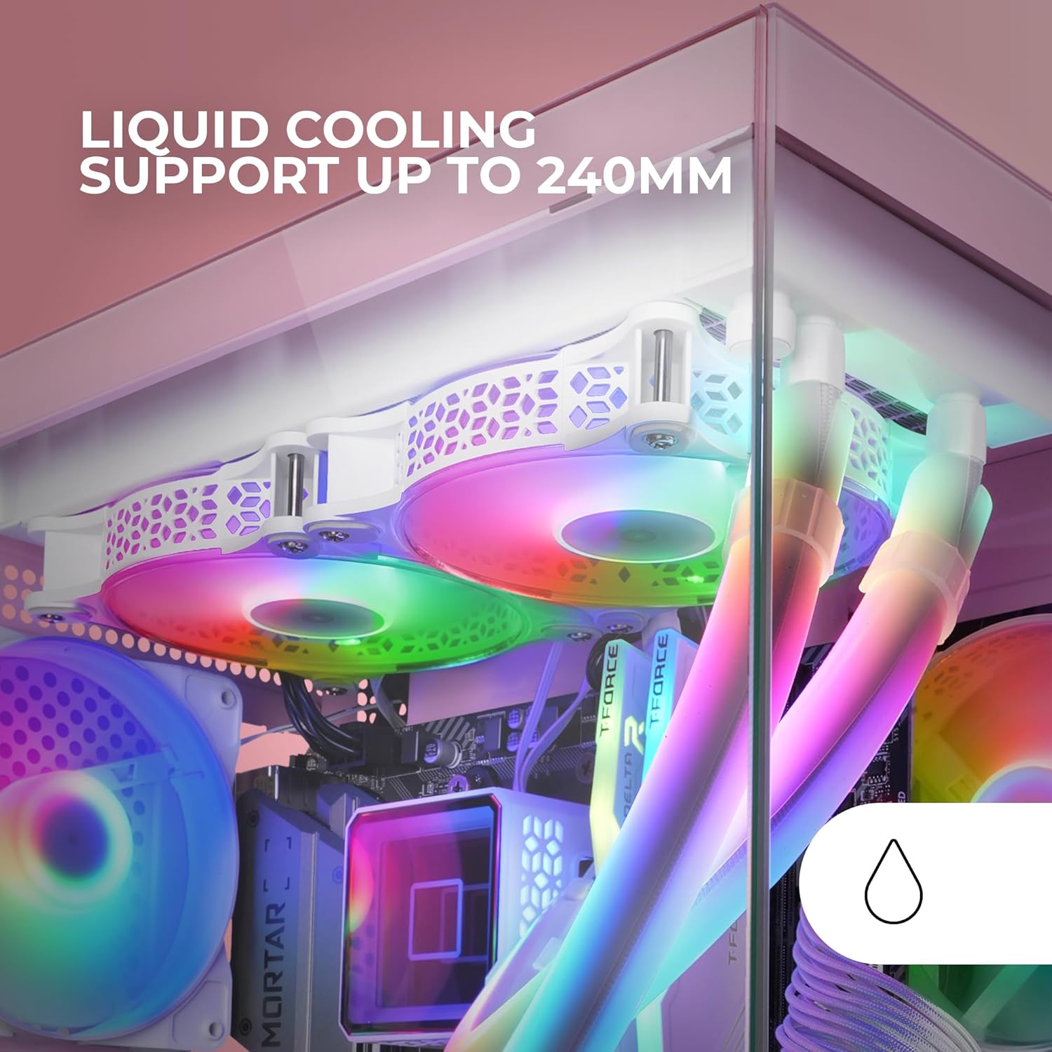 Mars Gaming MC-VIEW2 - Case Gaming MicroATX, Rosa - immagine 4