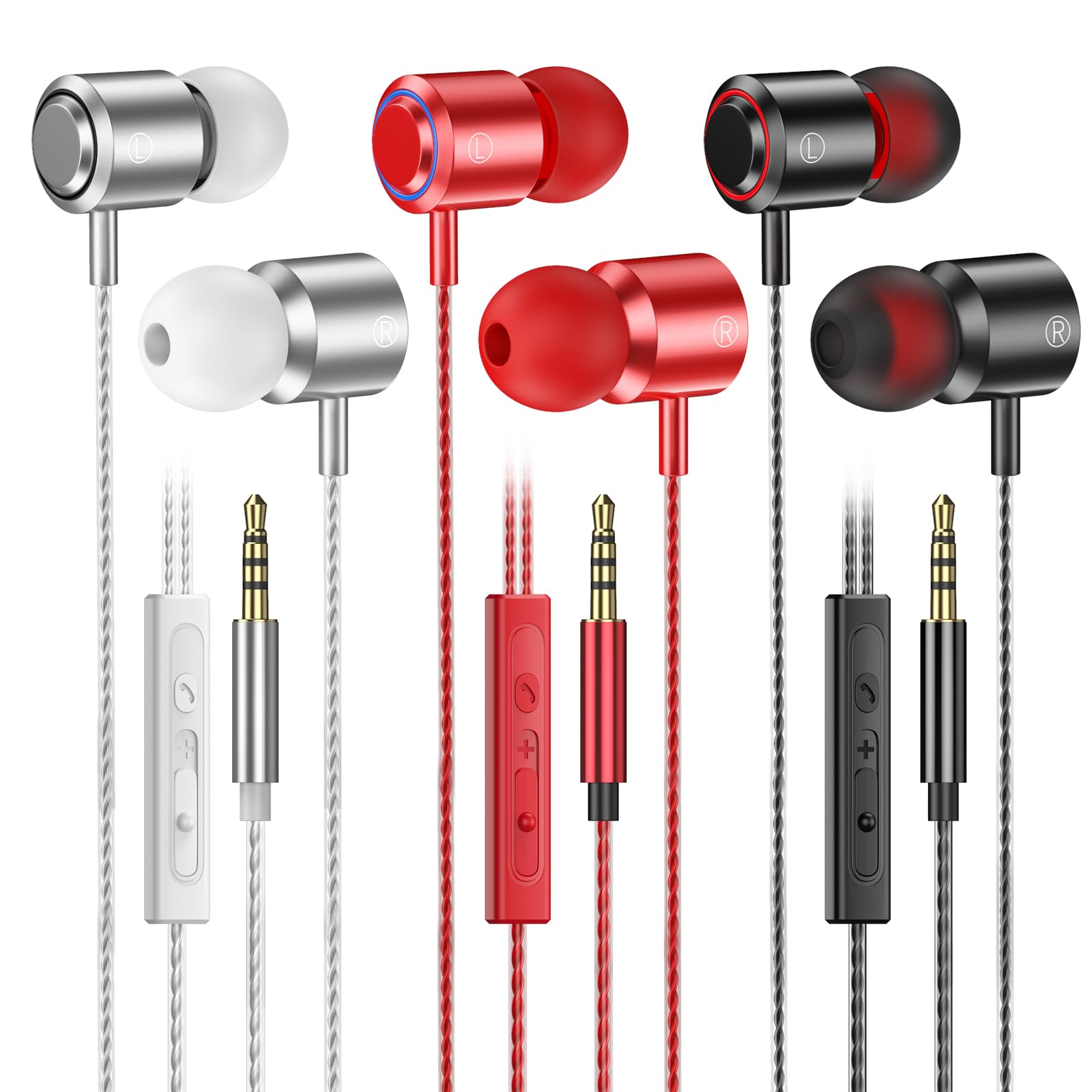 3 Pacco Cuffie In Ear con Filo e Microfono
