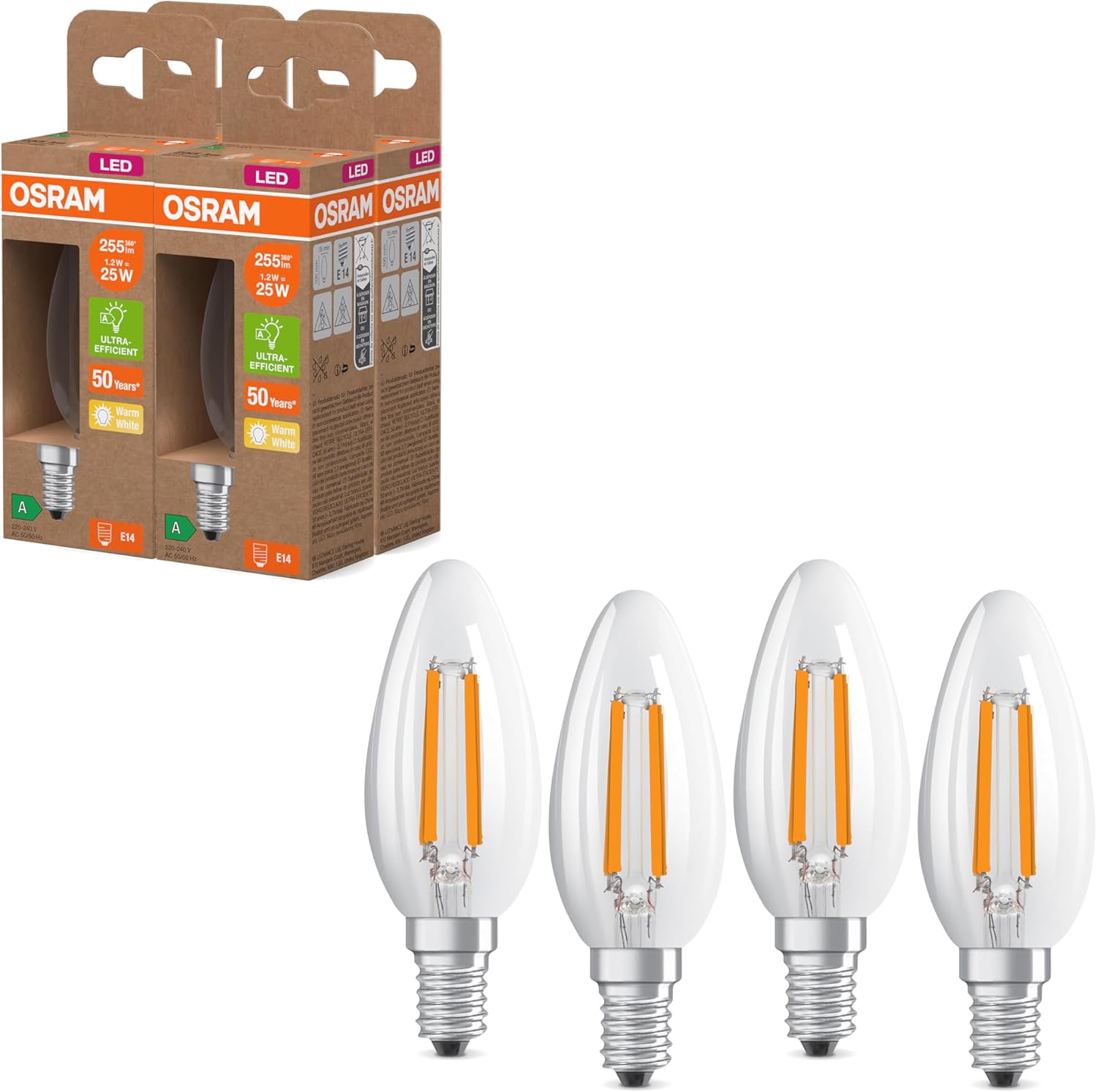 Osram Lampada LED Mini-Sferica E14 1.2W 2700K
