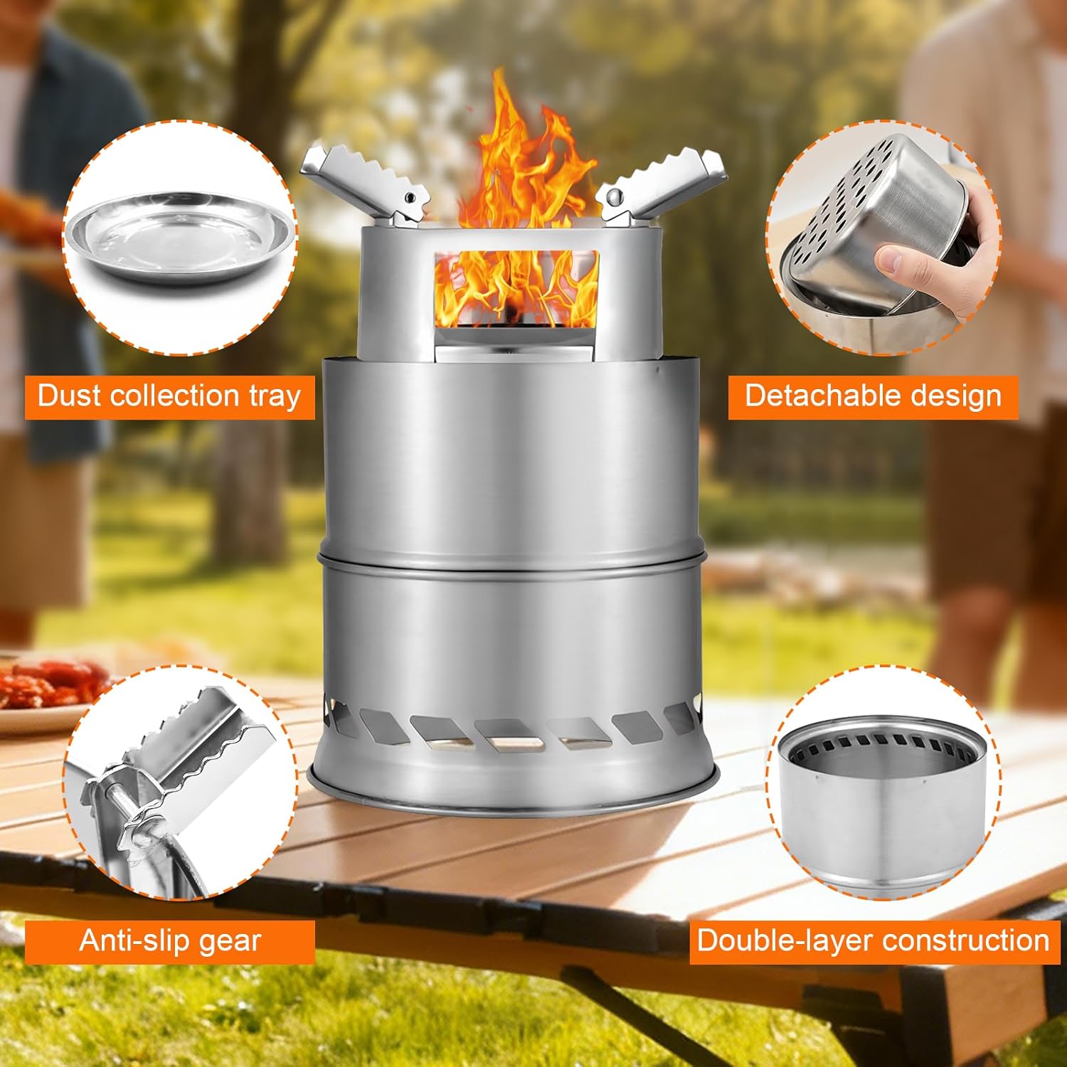 Braciere Senza Fumo Portatile in Acciaio Inossidabile - immagine 2