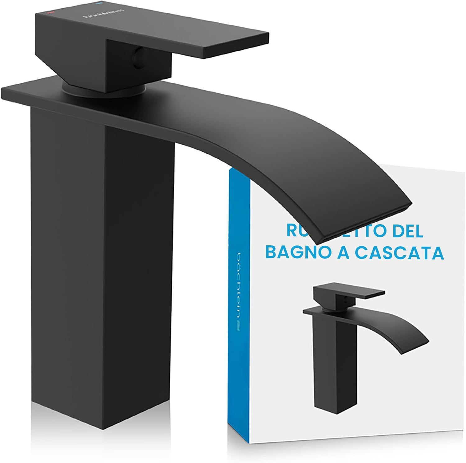 Bächlein Rubinetto Bagno a Cascata Nero Opaco