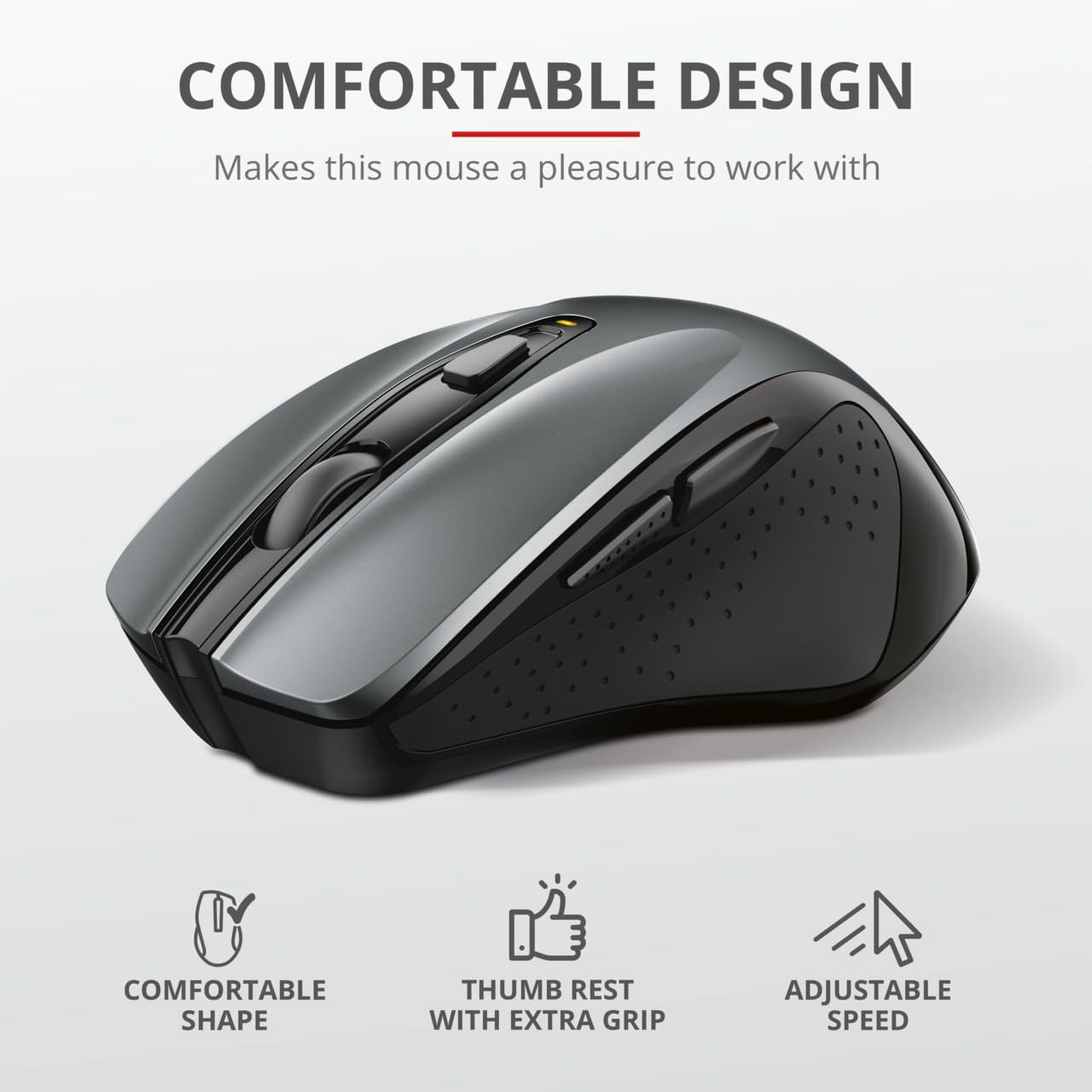 Trust Nito Mouse Wireless Ergonomico, Nero - immagine 3