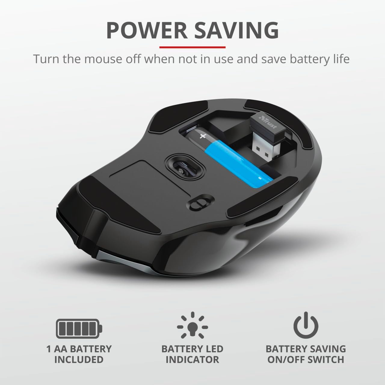 Trust Nito Mouse Wireless Ergonomico, Nero - immagine 4