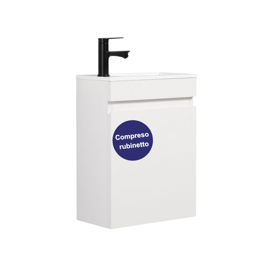 Kometmöbel Mobile Bagno con Lavabo 40 cm, Bianco Lucido