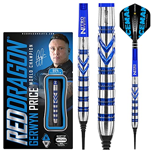 RED DRAGON Gerwyn Price 18g o 20g Softip Tungsten Darts con Voli e Albero