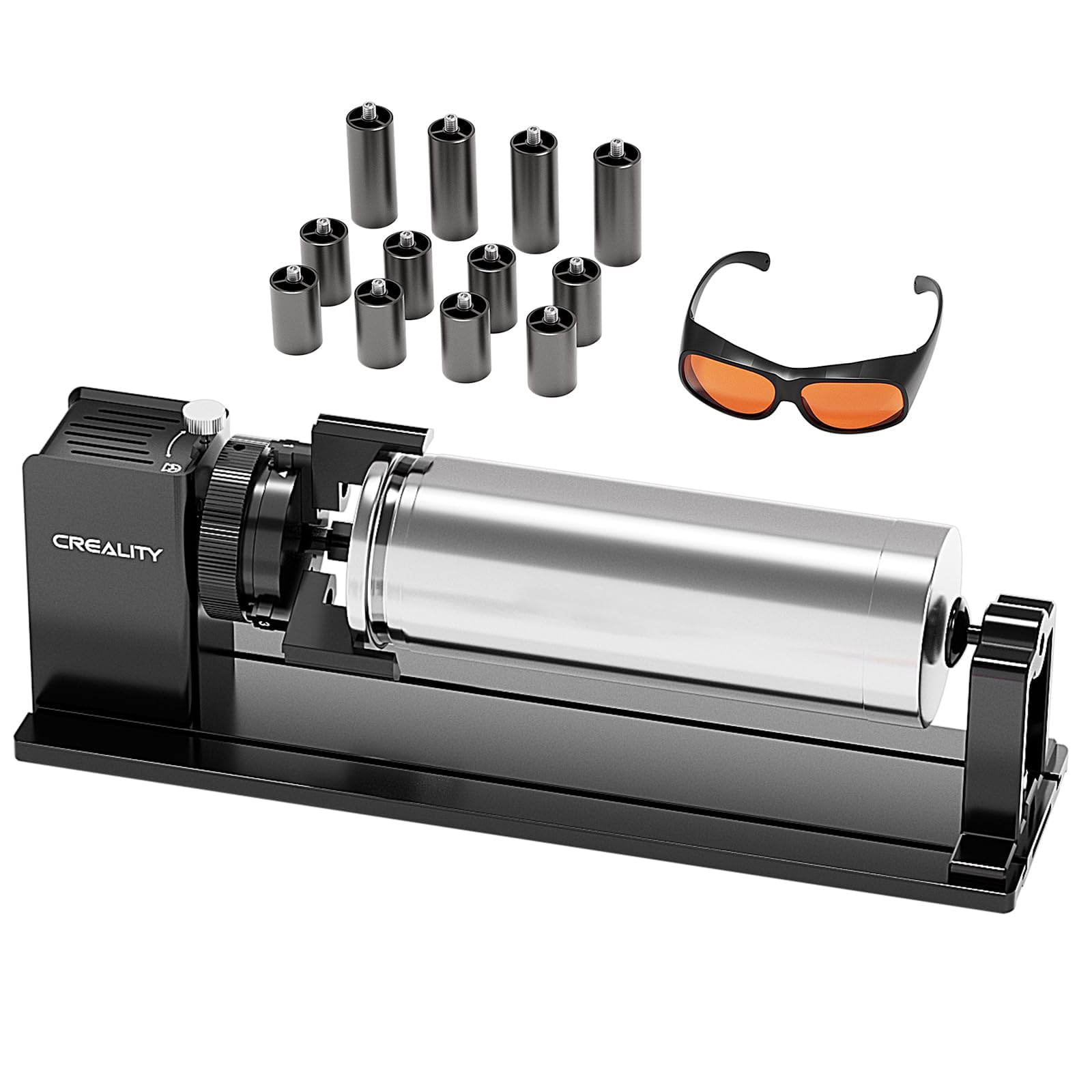 Creality Rotary Roller Pro Kit - Rullo rotante laser per incisione laser Falcon A1 laser con rialzi, modulo rotante mandrino per incidere oggetti cilindrici, bicchieri da vino, anelli