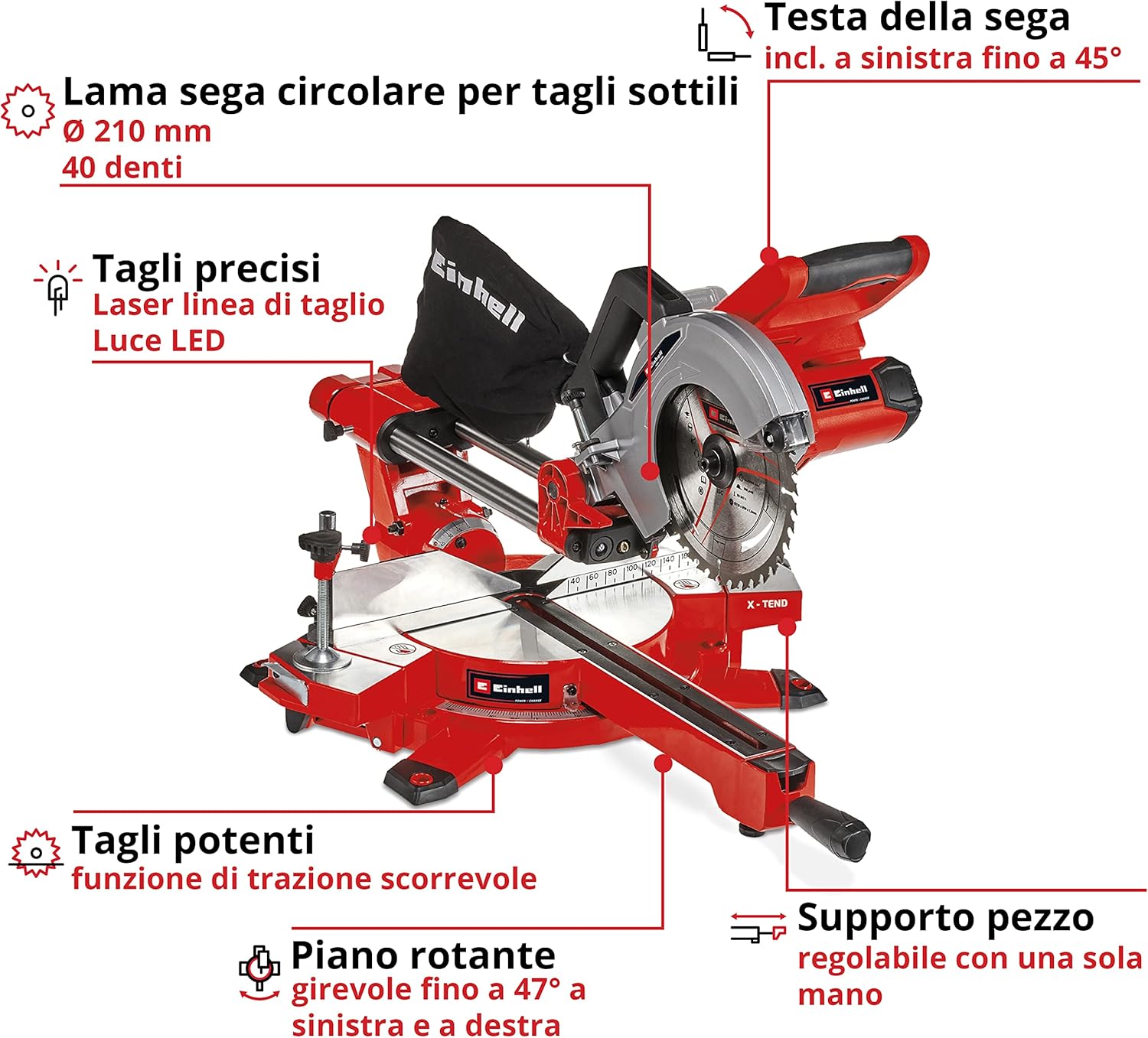 Einhell TE-SM 36/210 Li - Troncatrice Radiale a Batteria - immagine 3