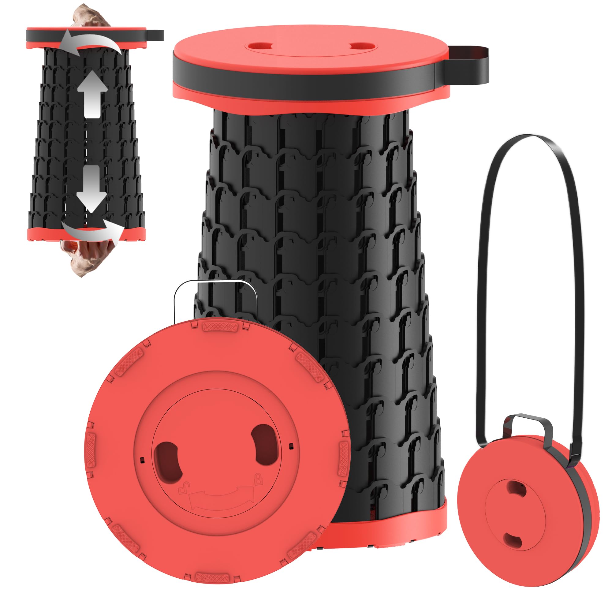 2026 Sgabello Pieghevole Portatile Pieghevole,Pieghevole,Telescopico Retrattile,Sgabello Regolabile per Adulti,per Pesca,BBQ,Giardinaggio,Viaggi, Barbecue,Carico massimo 280 kg con Moschettone