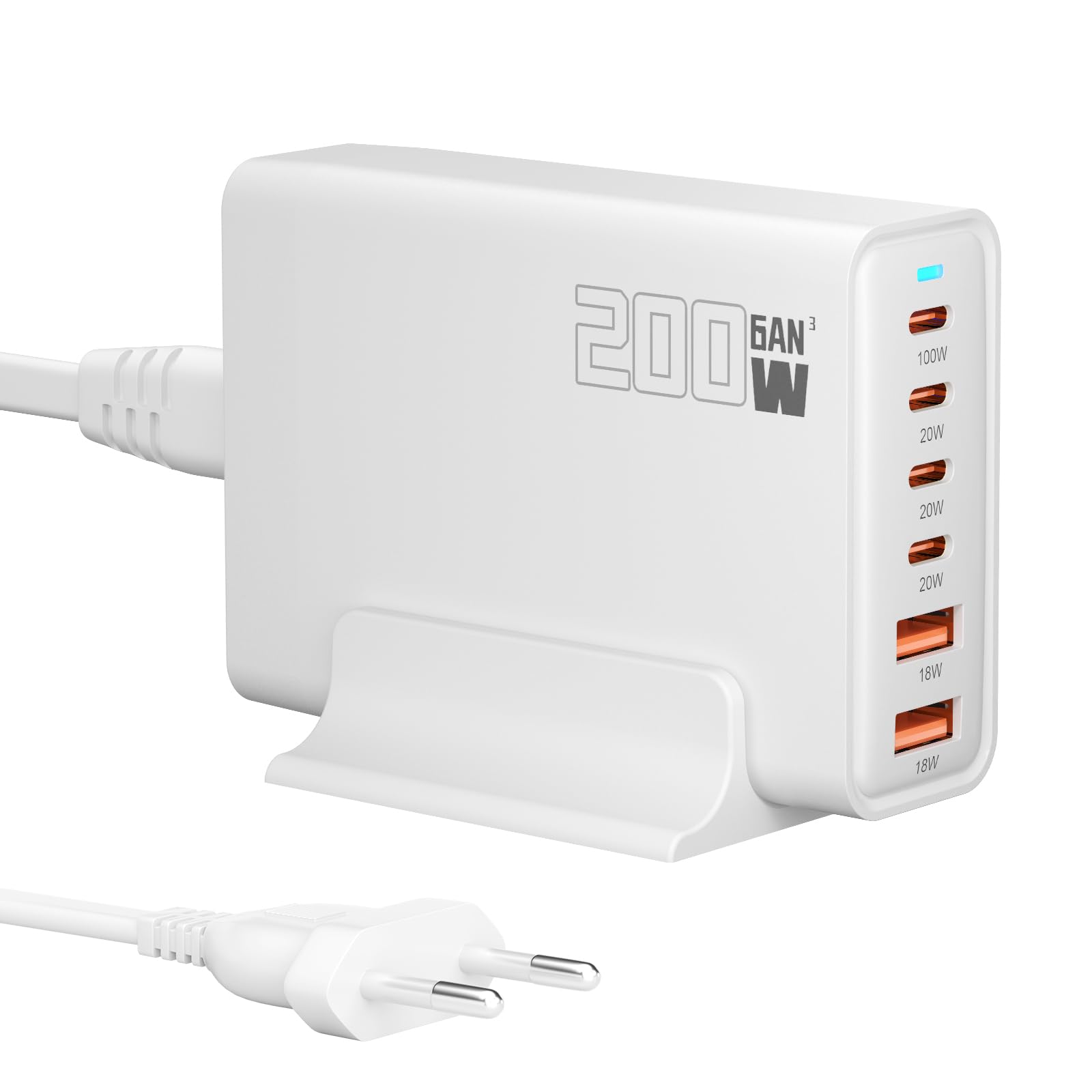 Caricatore USB C 200W GaN-III 6 Porte Ricarica Rapida