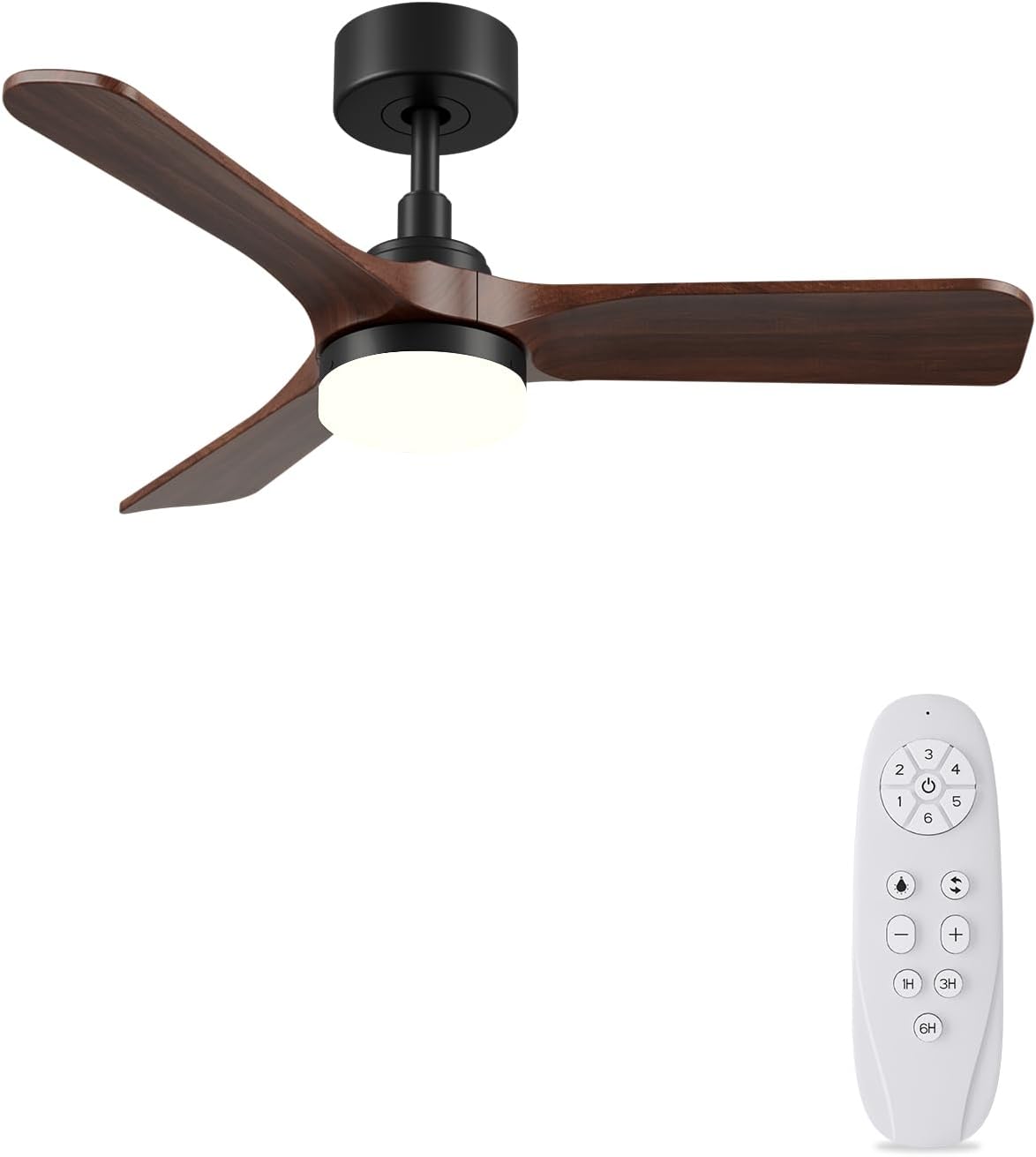 Autoday Ventilatore da Soffitto con Luce, Legno 90cm