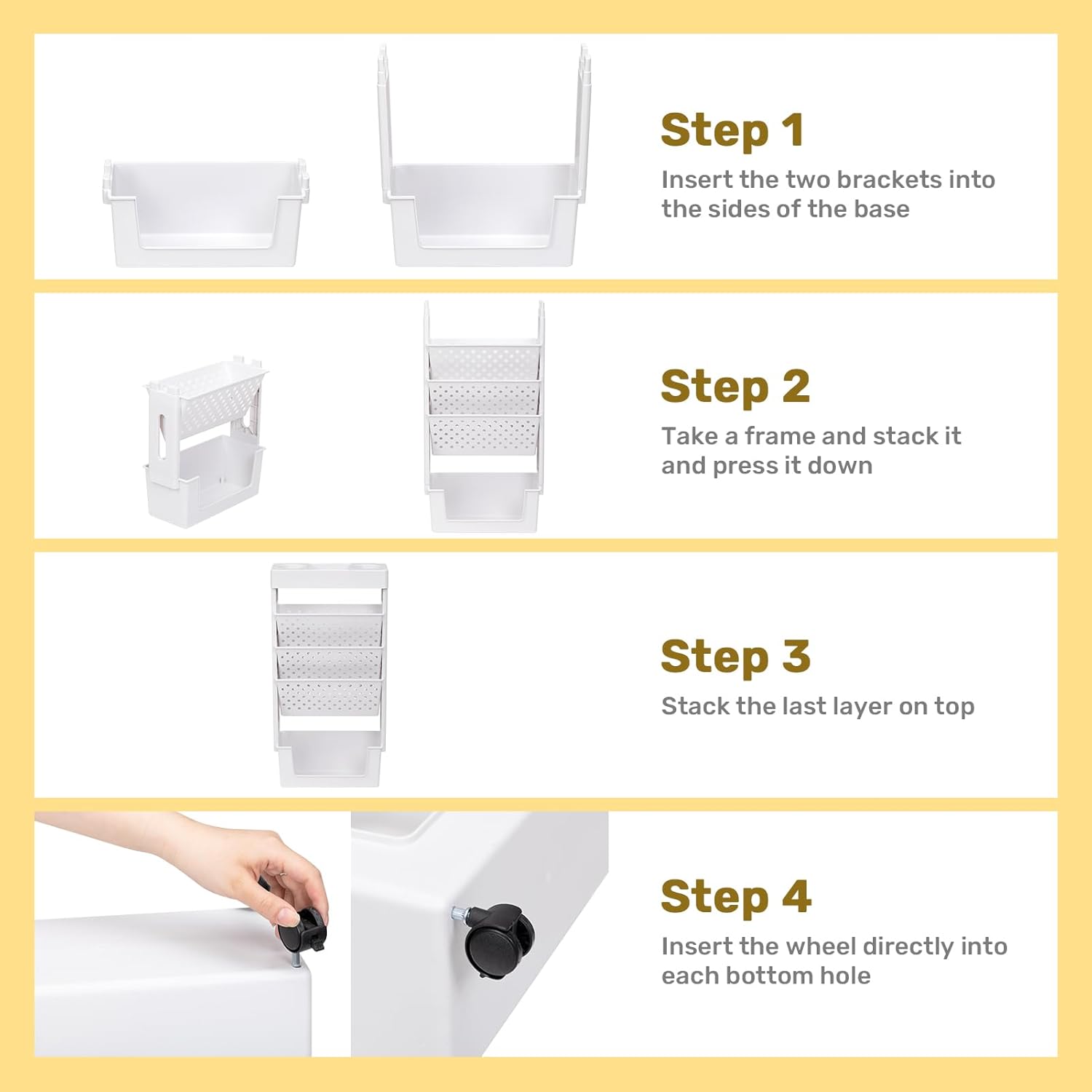 Doeworks Libreria Piccolo Scaffale con Ruote 5 Livelli, Bianco - immagine 6