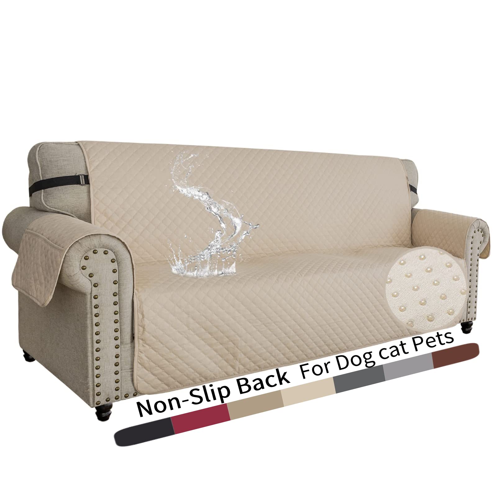 XINEAGE Copridivano 3 Posti Impermeabile Reversibile (Beige)