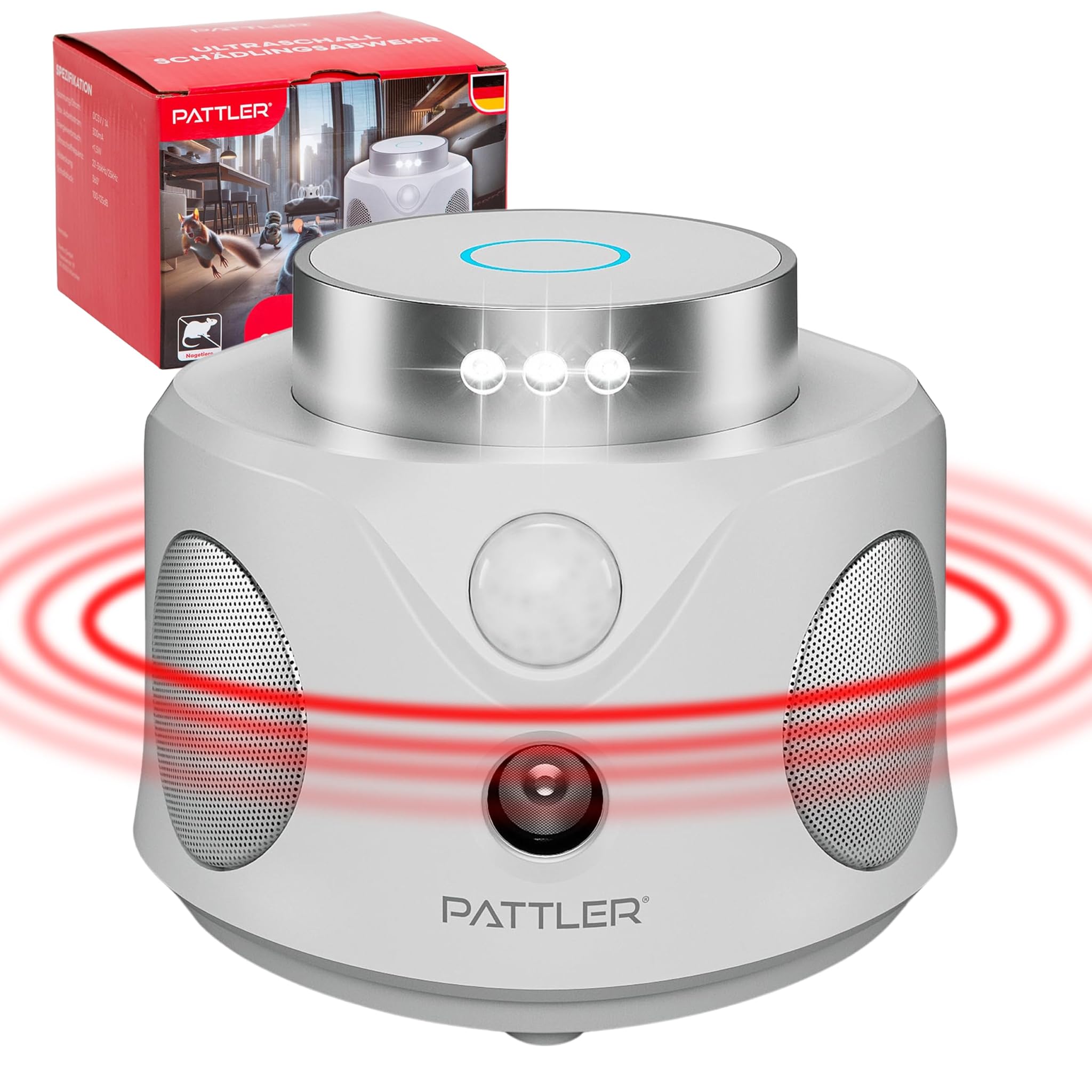 Pattler Dissuasore Ultrasuoni per Topi a 360°