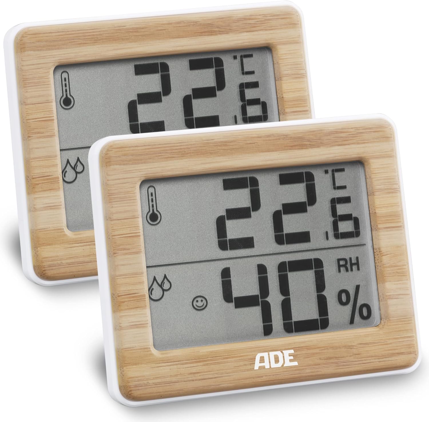 Ade Termoigrometro Digitale - 2 Pezzi, Bambù