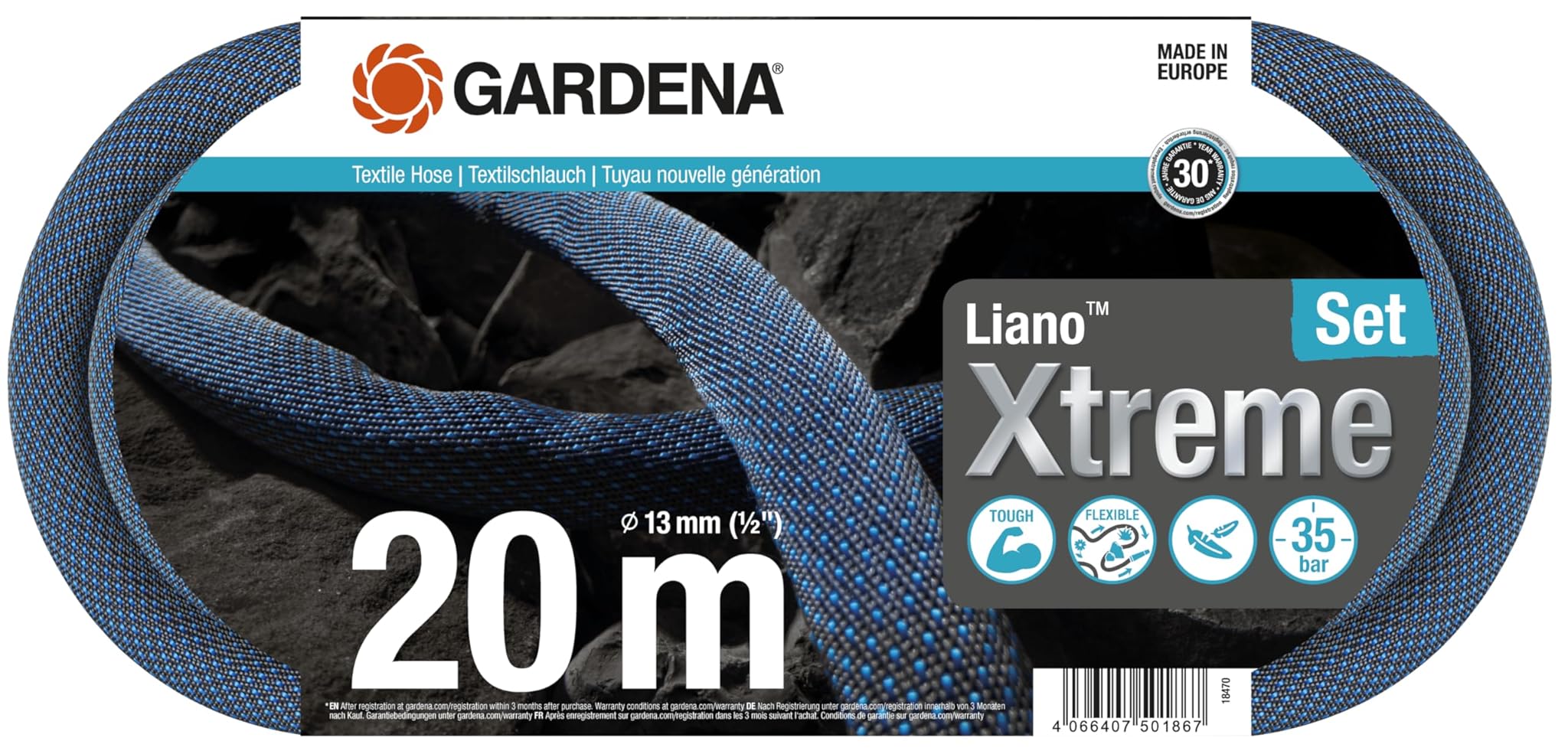 Gardena Liano Xtreme 1/2 pollici - Tubo da Giardino 20m