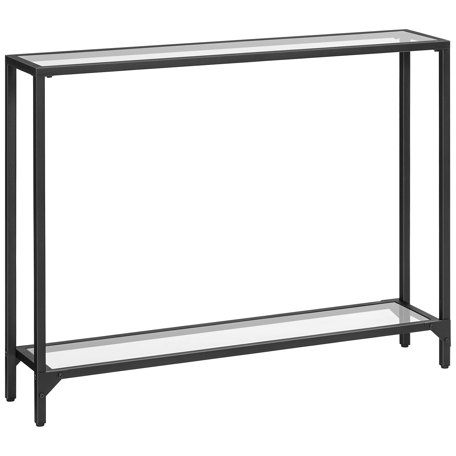 Hoobro Consolle a 2 Ripiani in Vetro 100x22x80cm, Nero