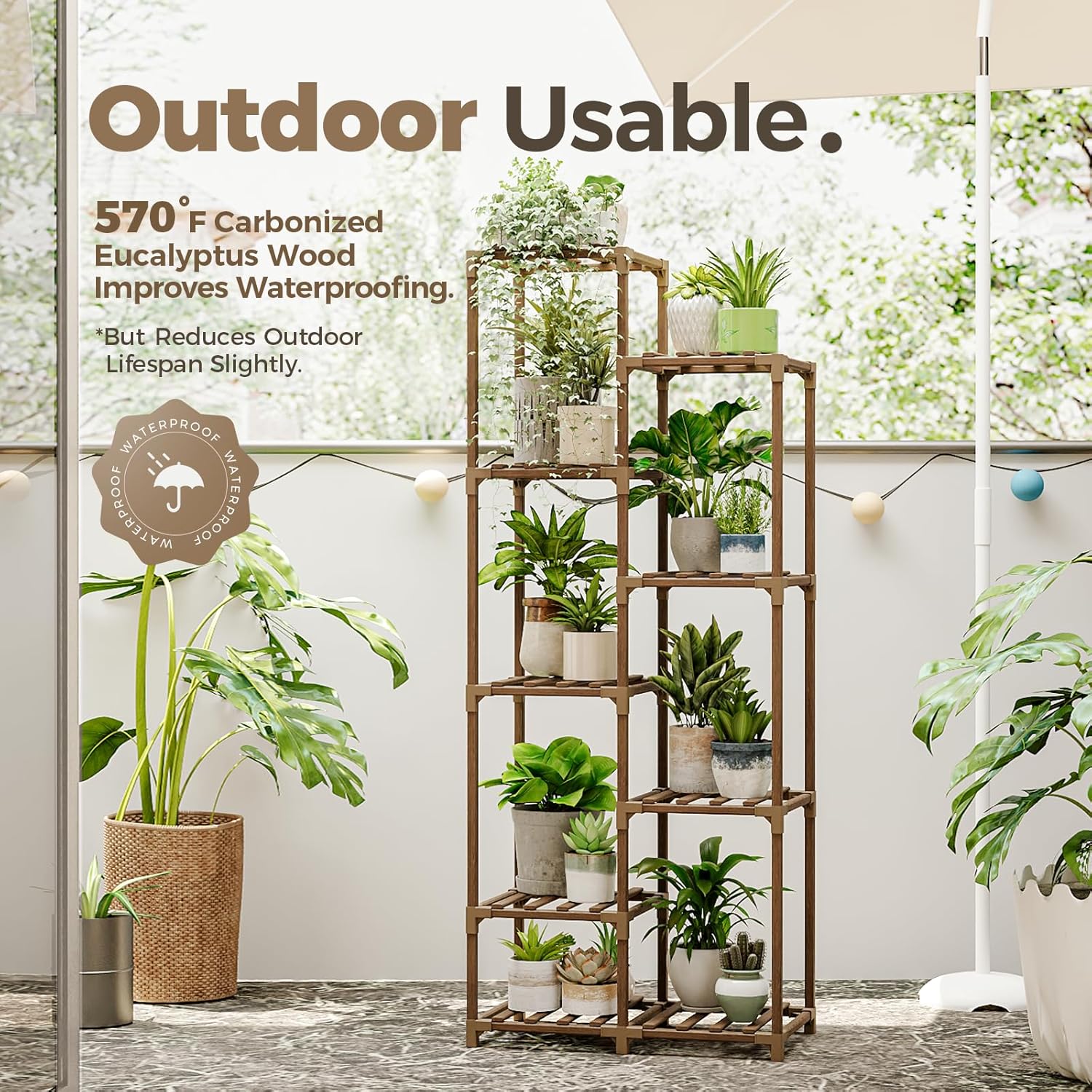 Bamworld Porta Piante da Esterno e Interno (9 vasi) - immagine 4