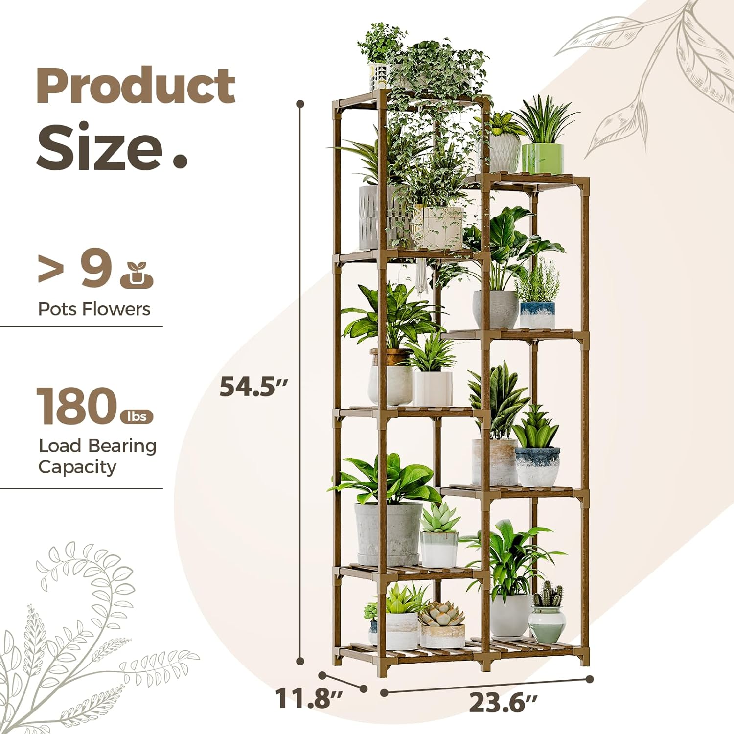 Bamworld Porta Piante da Esterno e Interno (9 vasi) - immagine 5