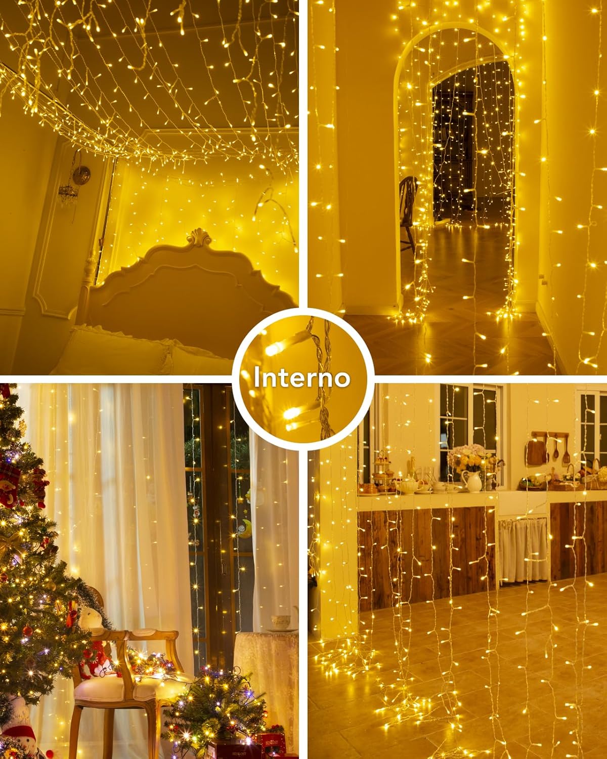 Tenda Luminosa 6Mx3M 600 LED Luci Natale Esterno - immagine 7