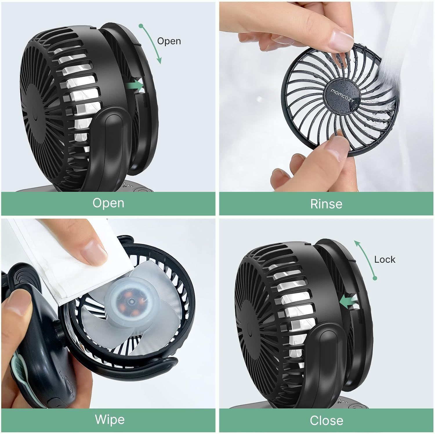 momcozy Stroller Fan Portable Black - immagine 6