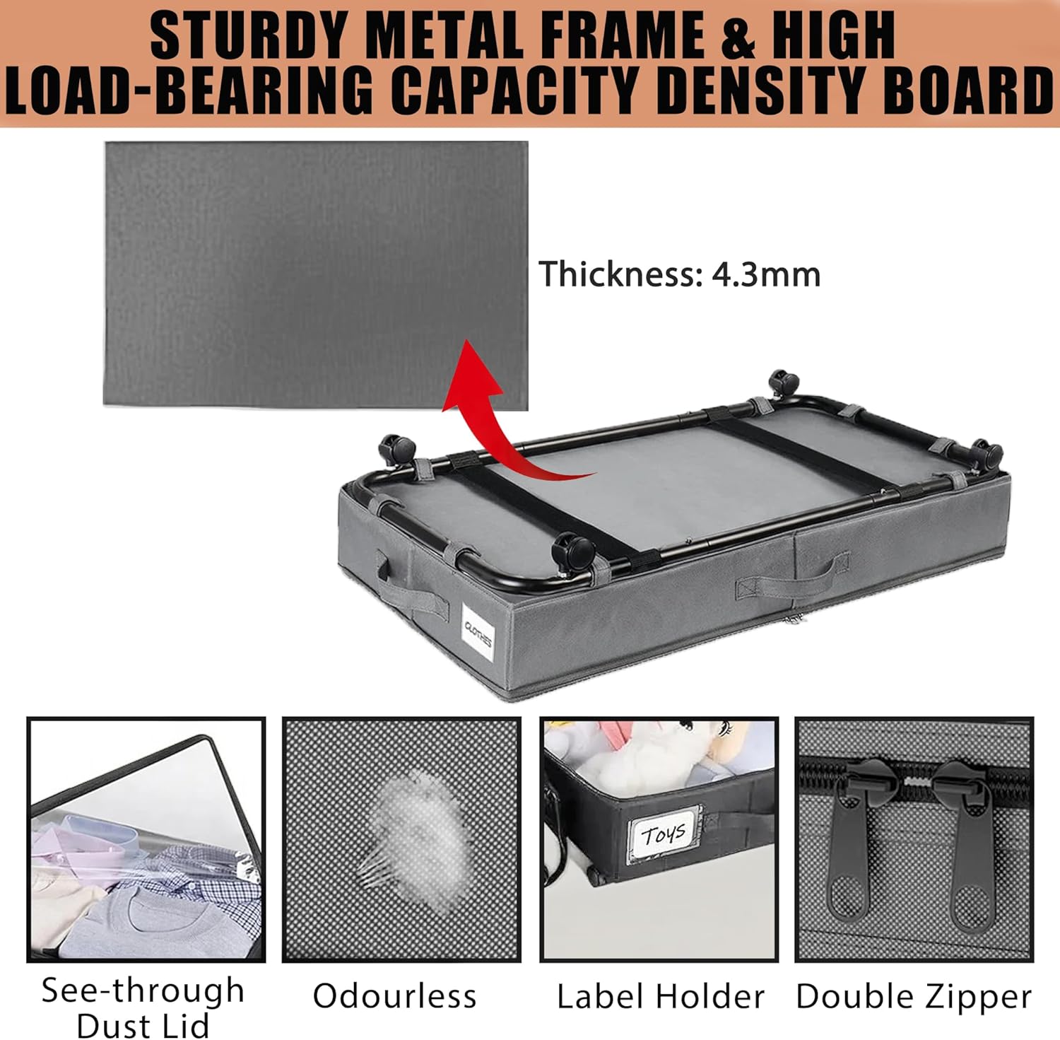 Contenitori Sottoletto con Ruote 2 Pezzi 96L, Grigio - immagine 4