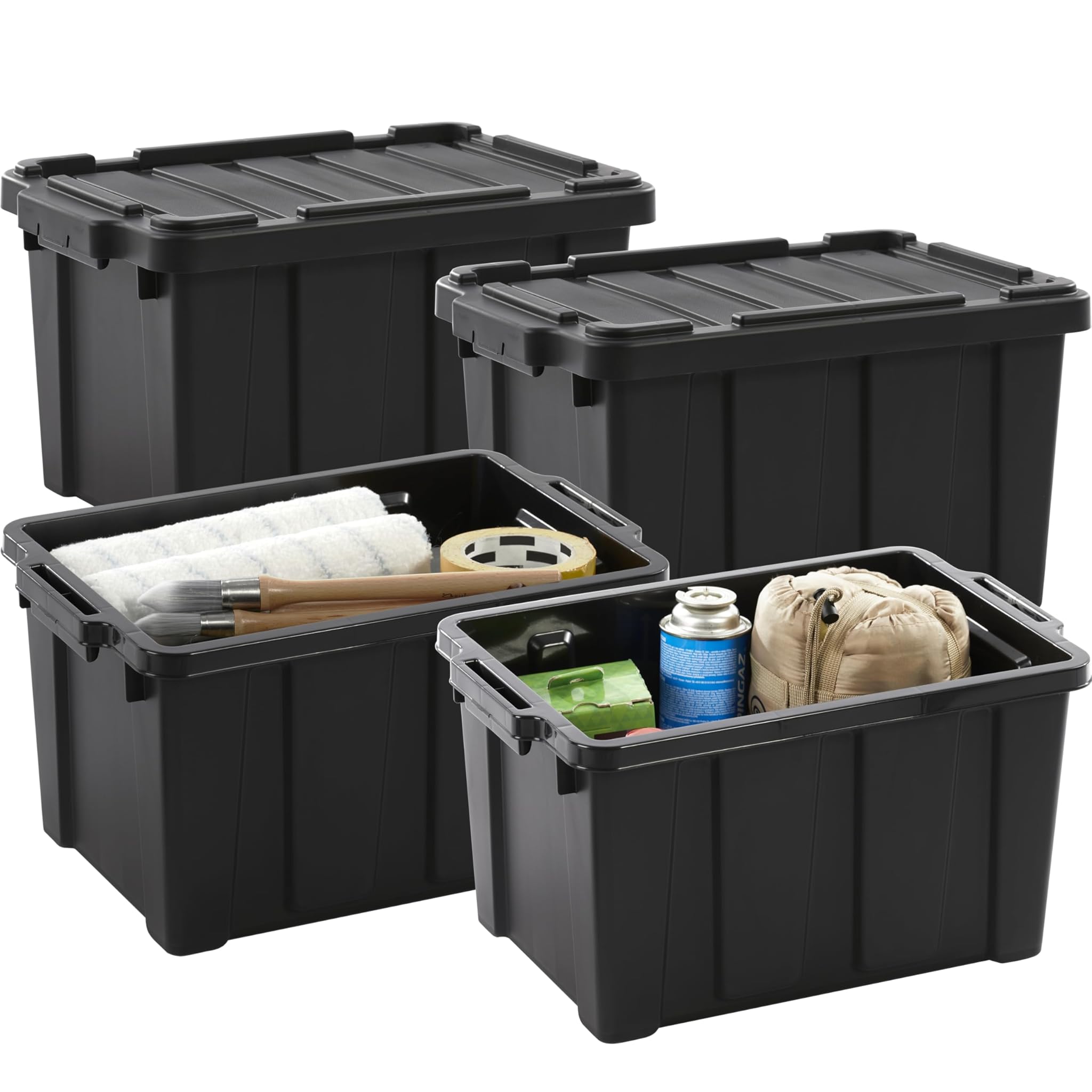 Iris Ohyama Scatole Pieghevoli 21L, Set 4, Nero