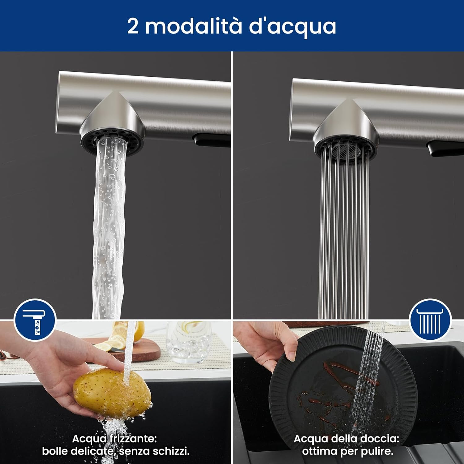 Cecipa Rubinetto Lavello Cucina Miscelatore Estraibile - immagine 5