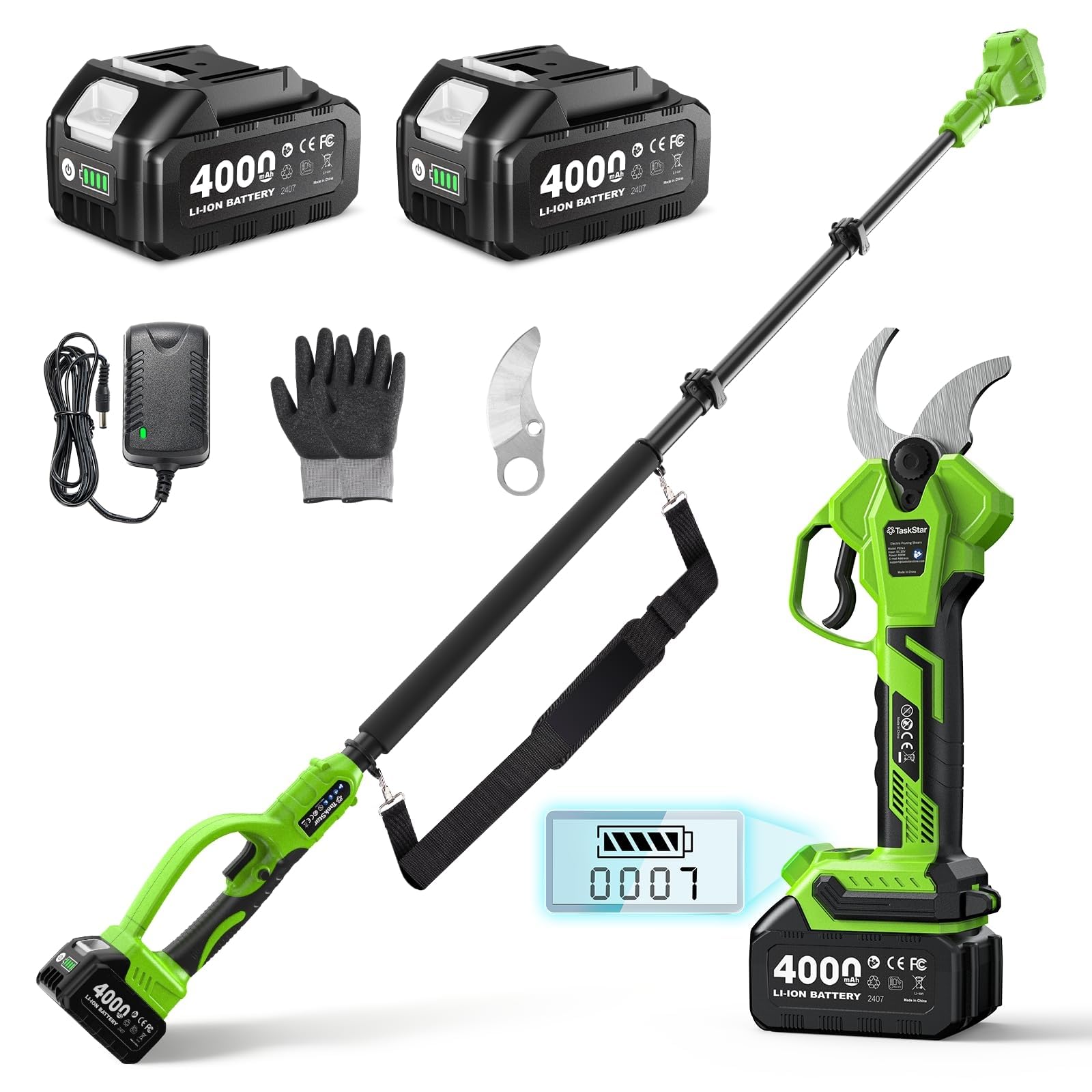 Taskstar Forbici Potatura a Batteria 40mm con Asta