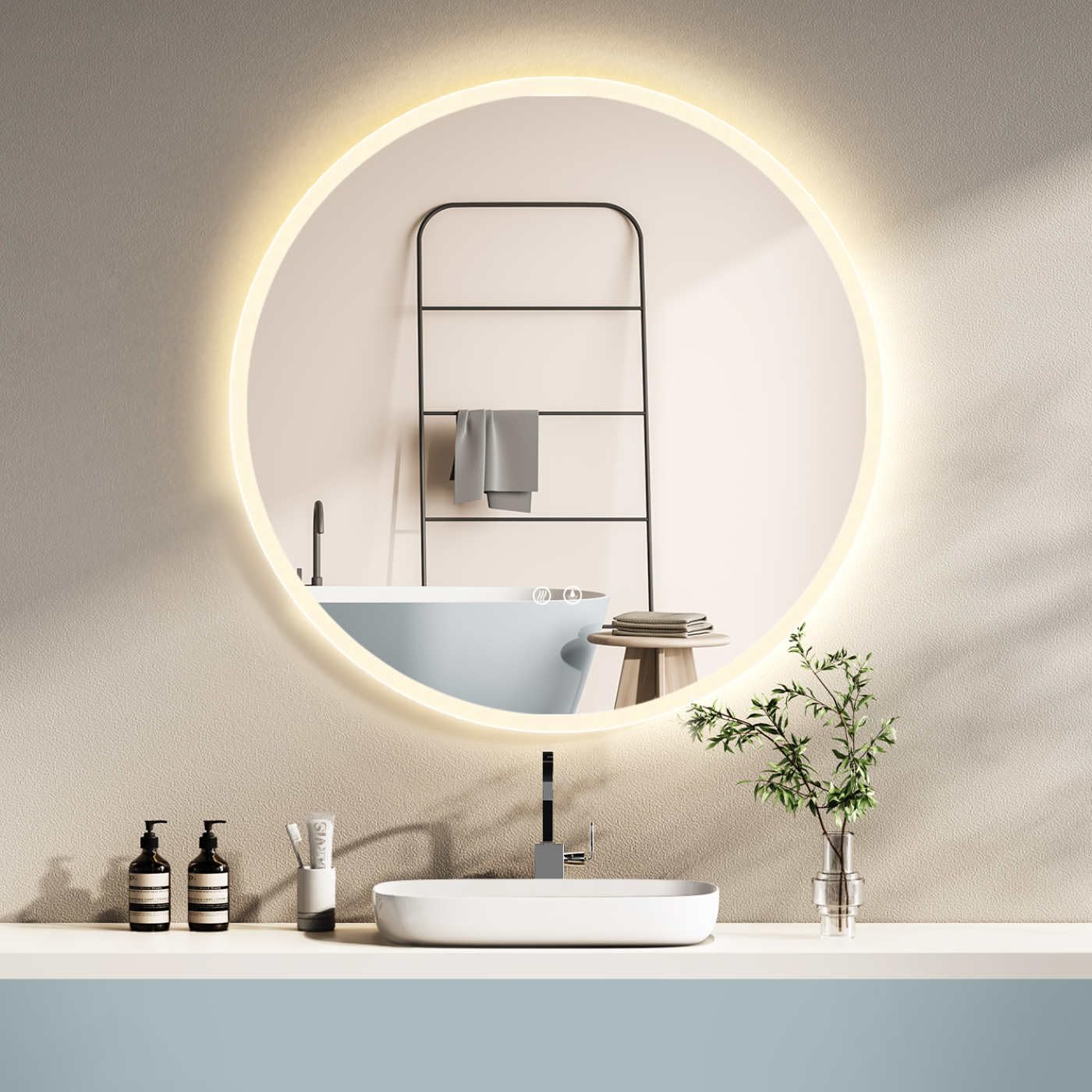 Hoko® Specchio Bagno Rotondo 60cm con LED