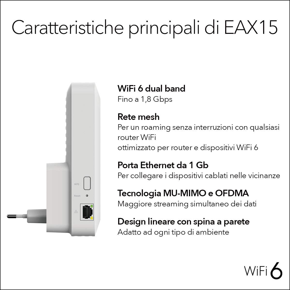 Netgear Ripetitore WiFi 6 (EAX15) Dual-Band - immagine 5