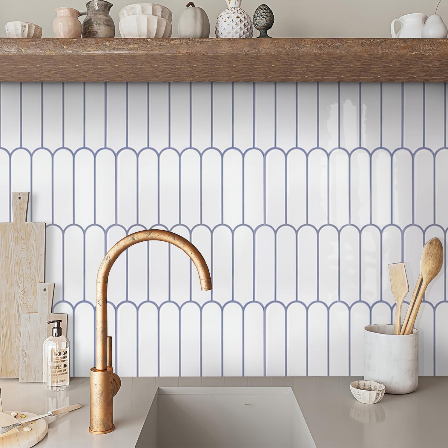 Comstickc Piastrelle Adesive Cucina Bianche 10 Pezzi