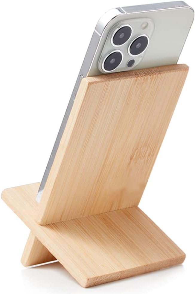 Supporto Telefono in Bambù con Foro di Ricarica - immagine 5