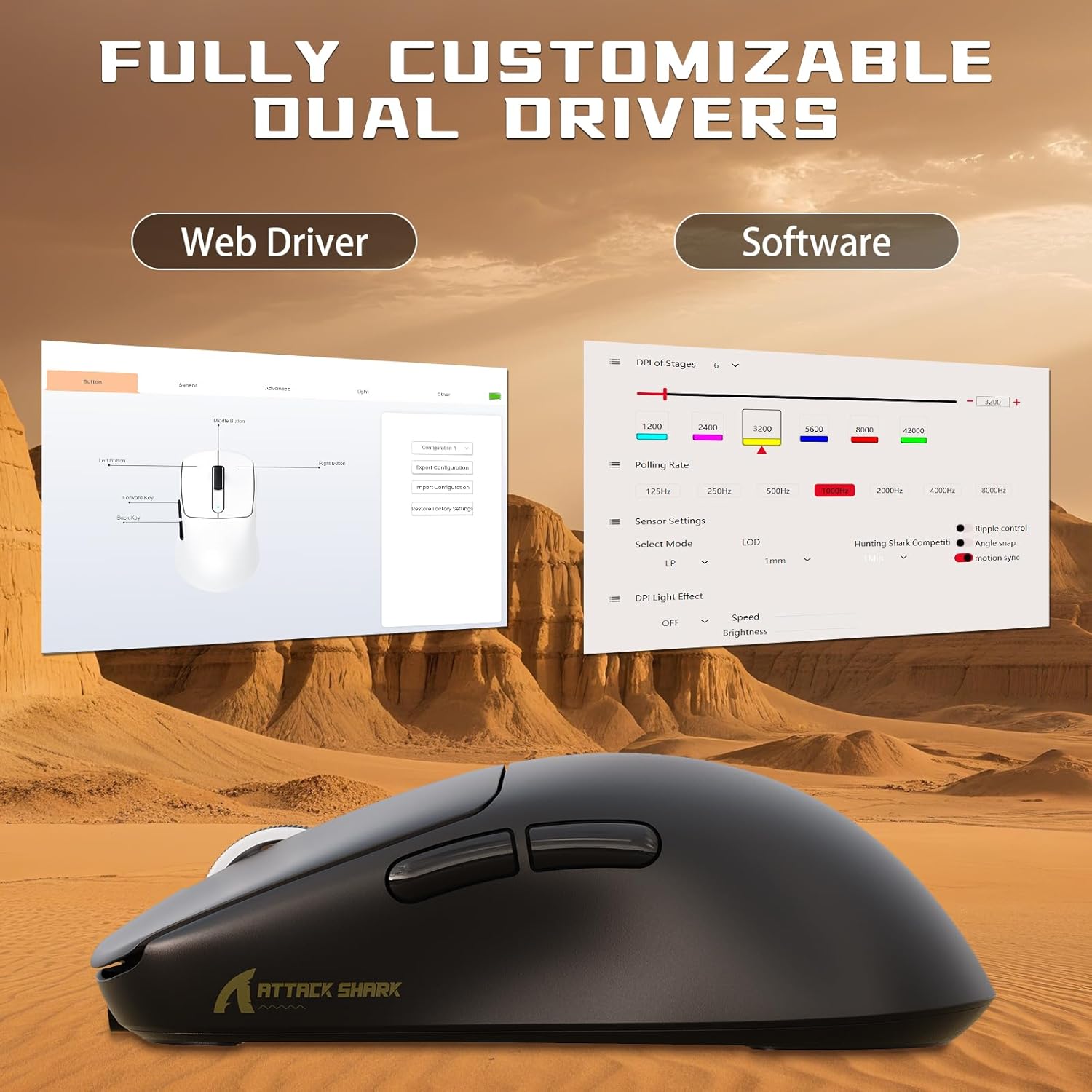 Attack Shark V5 Mouse Gaming Wireless 8KHz 53G, Nero - immagine 7