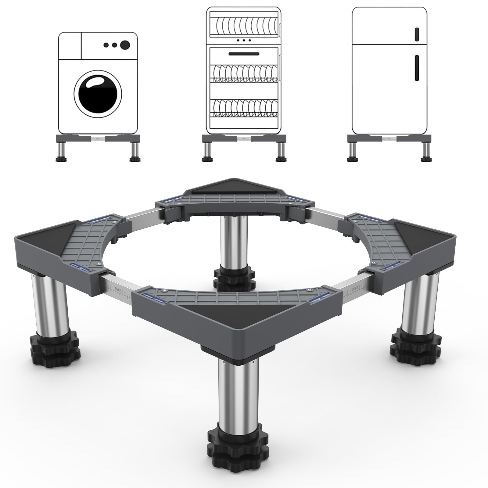 DEWEL Base Regolabile per Lavatrice e Frigorifero