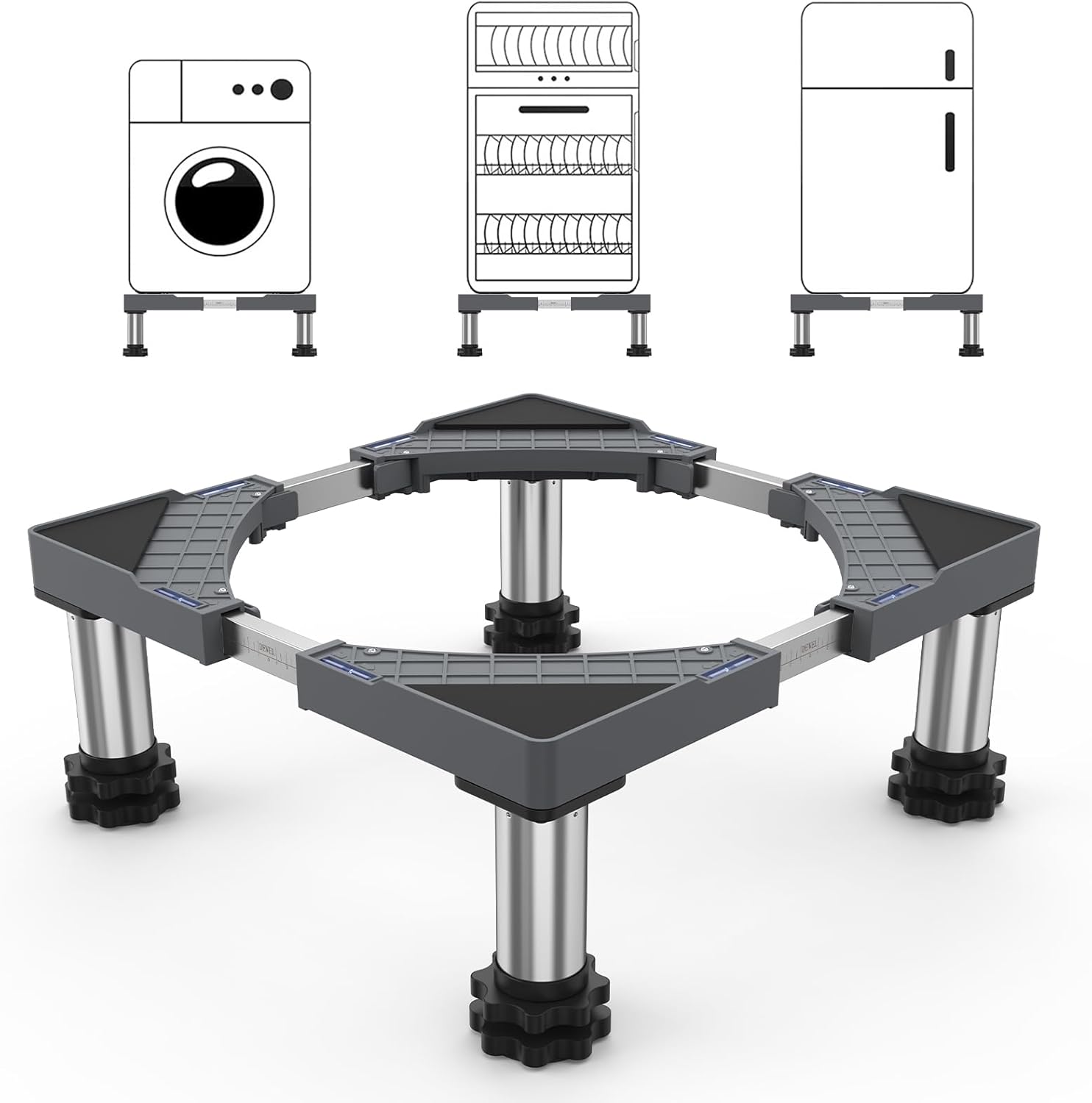 DEWEL Base Regolabile per Lavatrice e Frigorifero - immagine 1