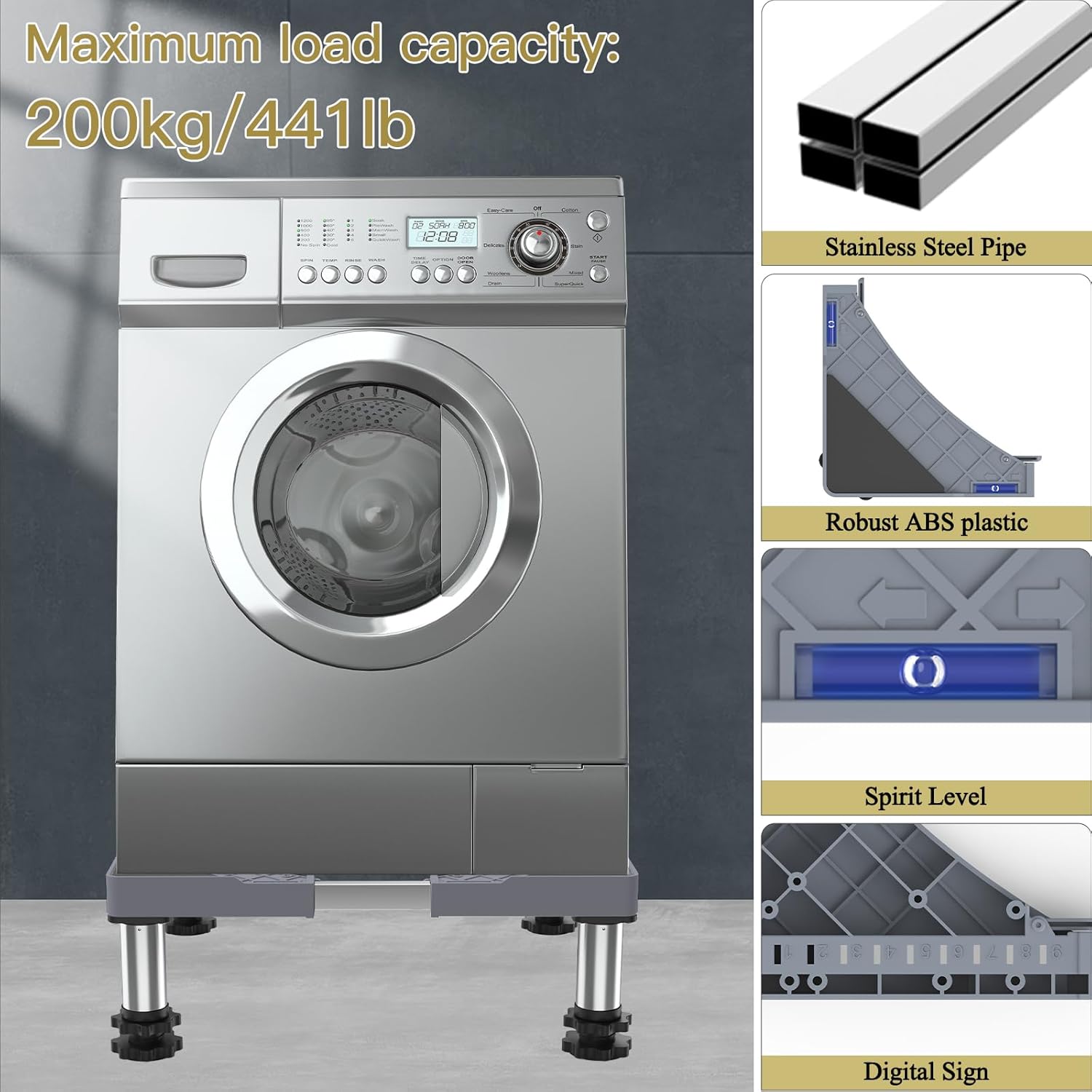 DEWEL Base Regolabile per Lavatrice e Frigorifero - immagine 2