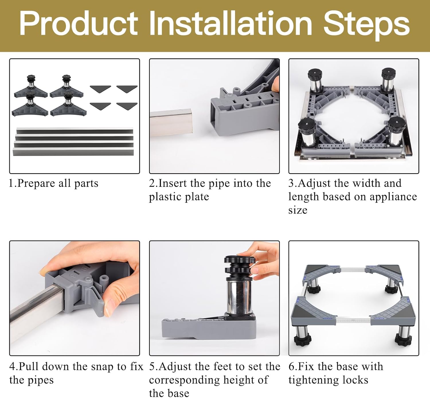 DEWEL Base Regolabile per Lavatrice e Frigorifero - immagine 8