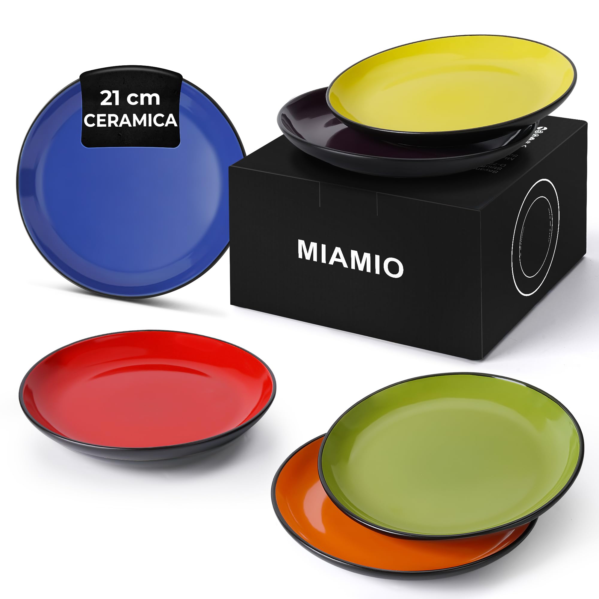 Miamio Set di Piatti in Ceramica Stoneware Misto 21 cm
