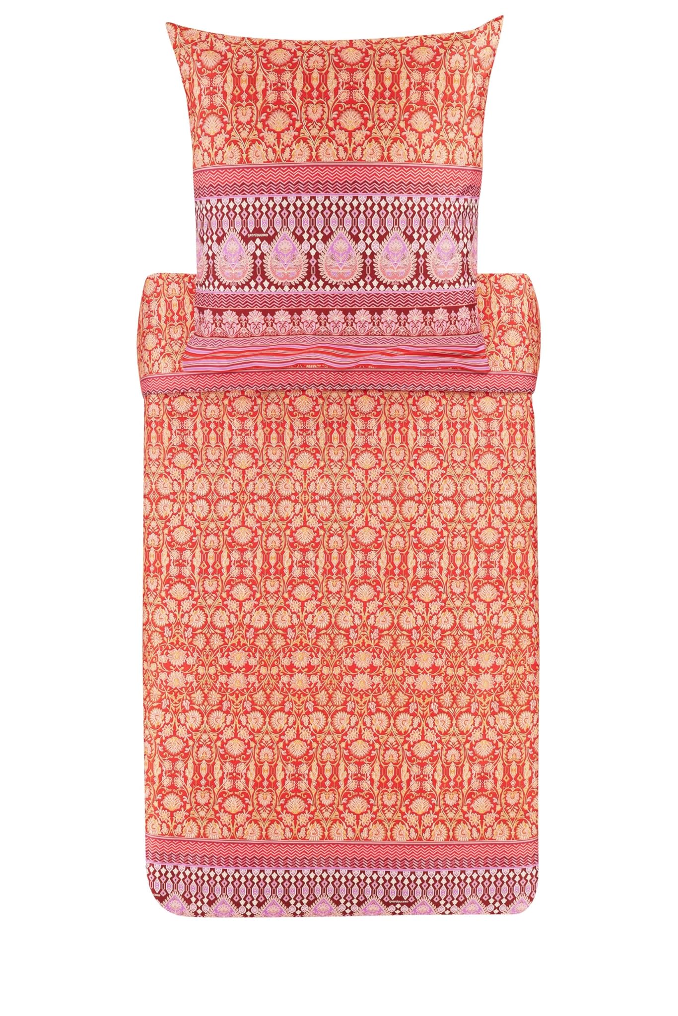 Bassetti Mira 9325844 - Biancheria Letto Raso Cotone, Rosso