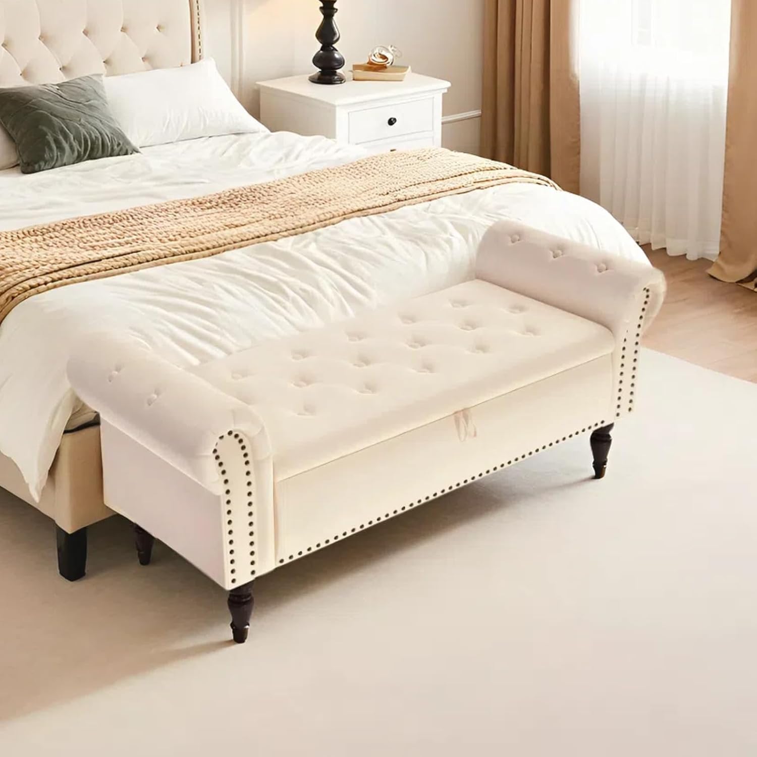 Clevich Cassapanca Pouf Contenitore 133cm, Beige - immagine 1