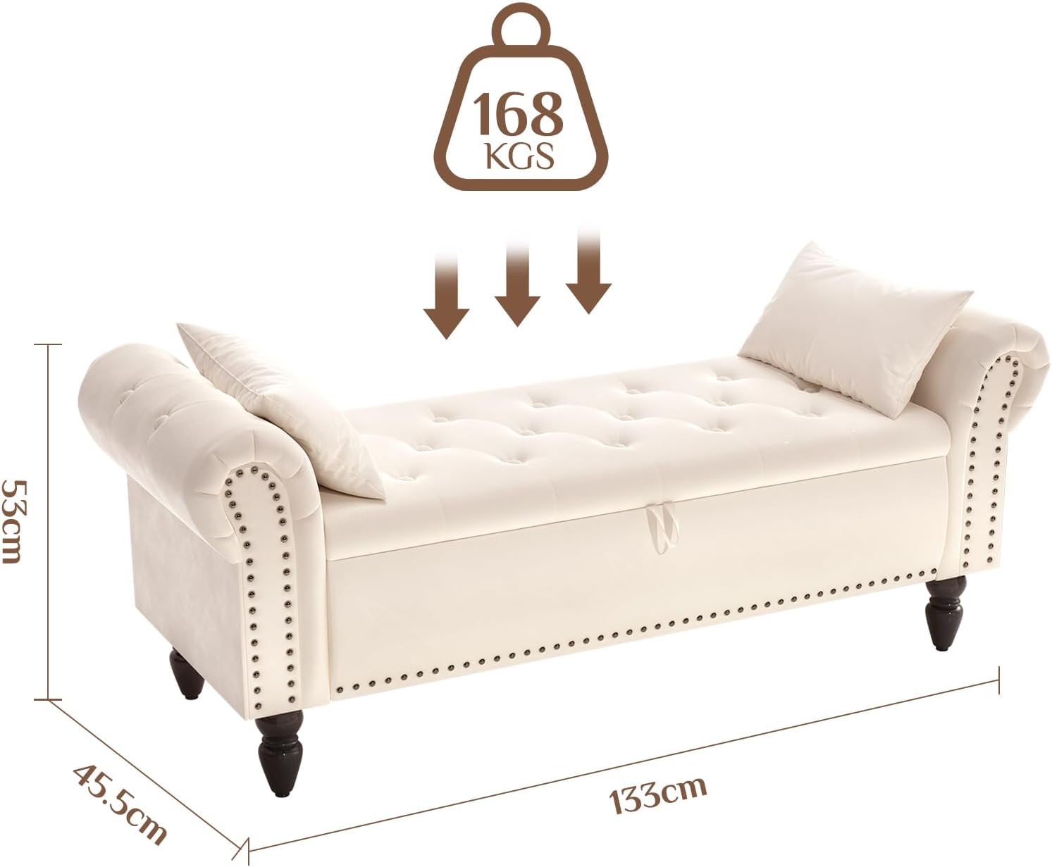 Clevich Cassapanca Pouf Contenitore 133cm, Beige - immagine 2