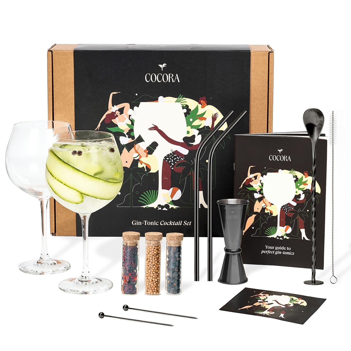 Cocora Kit Gin Tonic Regalo - Set Cocktail 11 Pezzi, Black