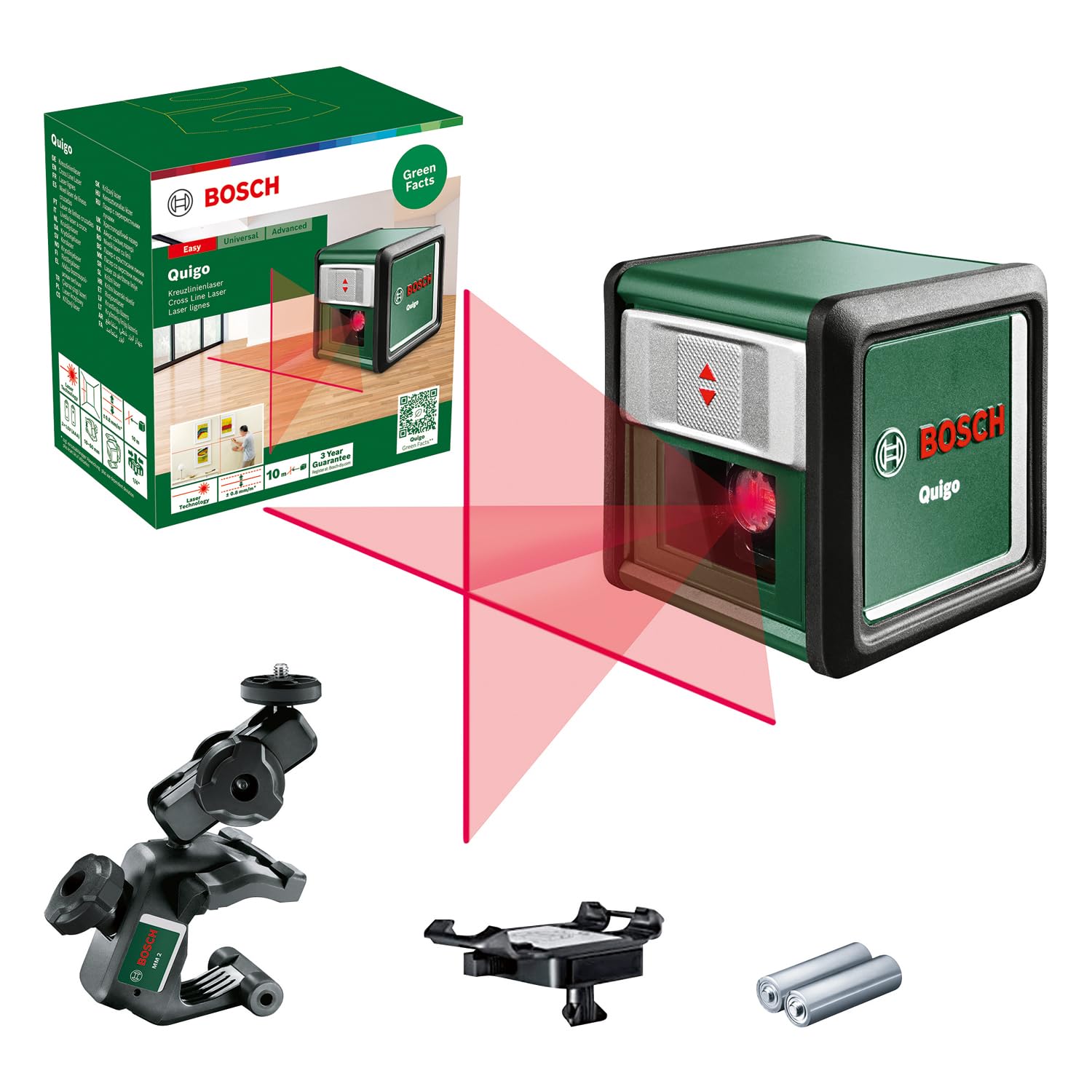 Bosch Livella Laser a Croce Quigo con Morsetto MM 2