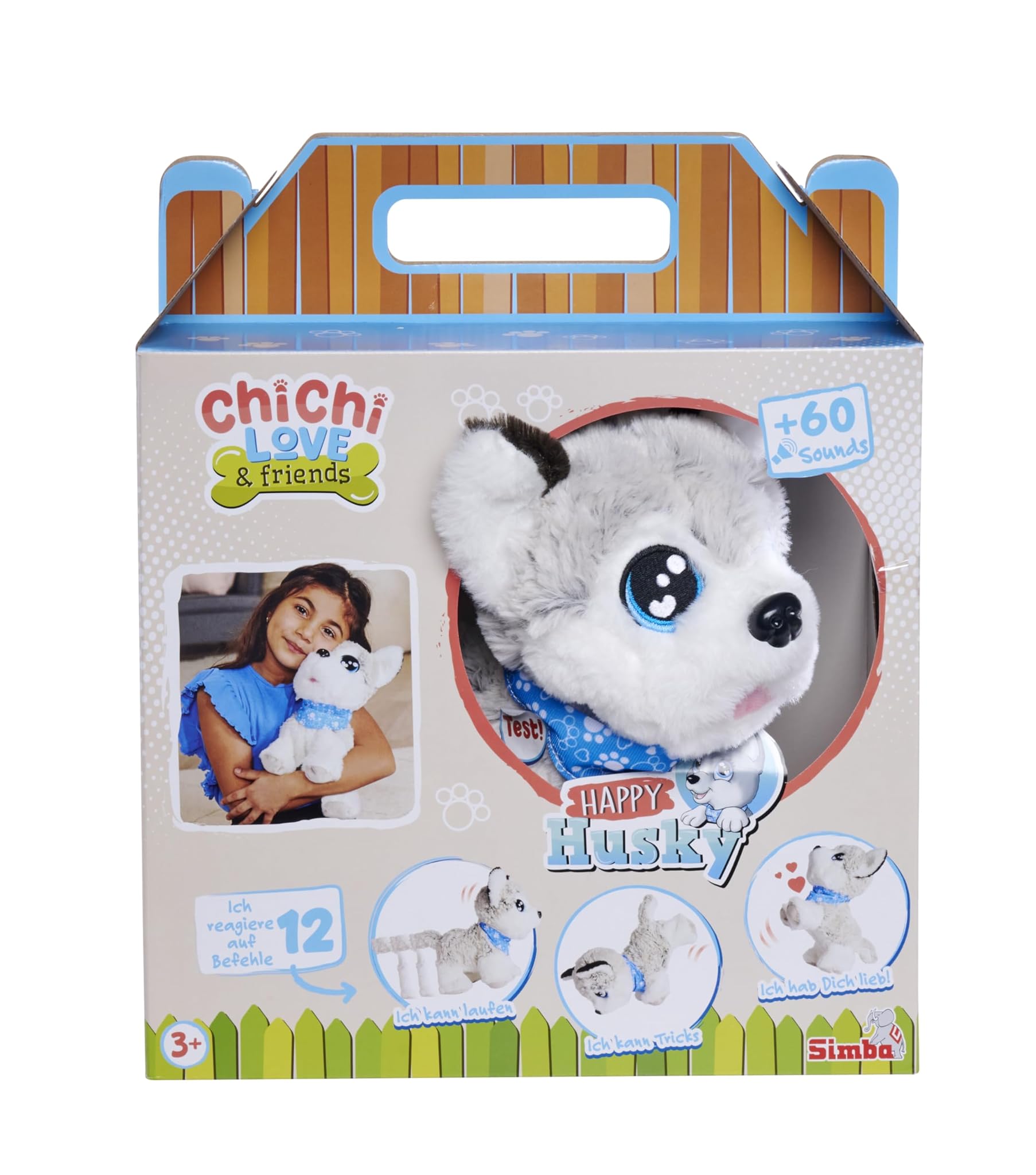 Simba Love Happy Husky - Interattivo 30cm, Blu